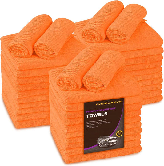 Large Microfiber Cleaning Towels, 36-Pack, Ultra Soft Plush Washcloths, Professional Grade Premium