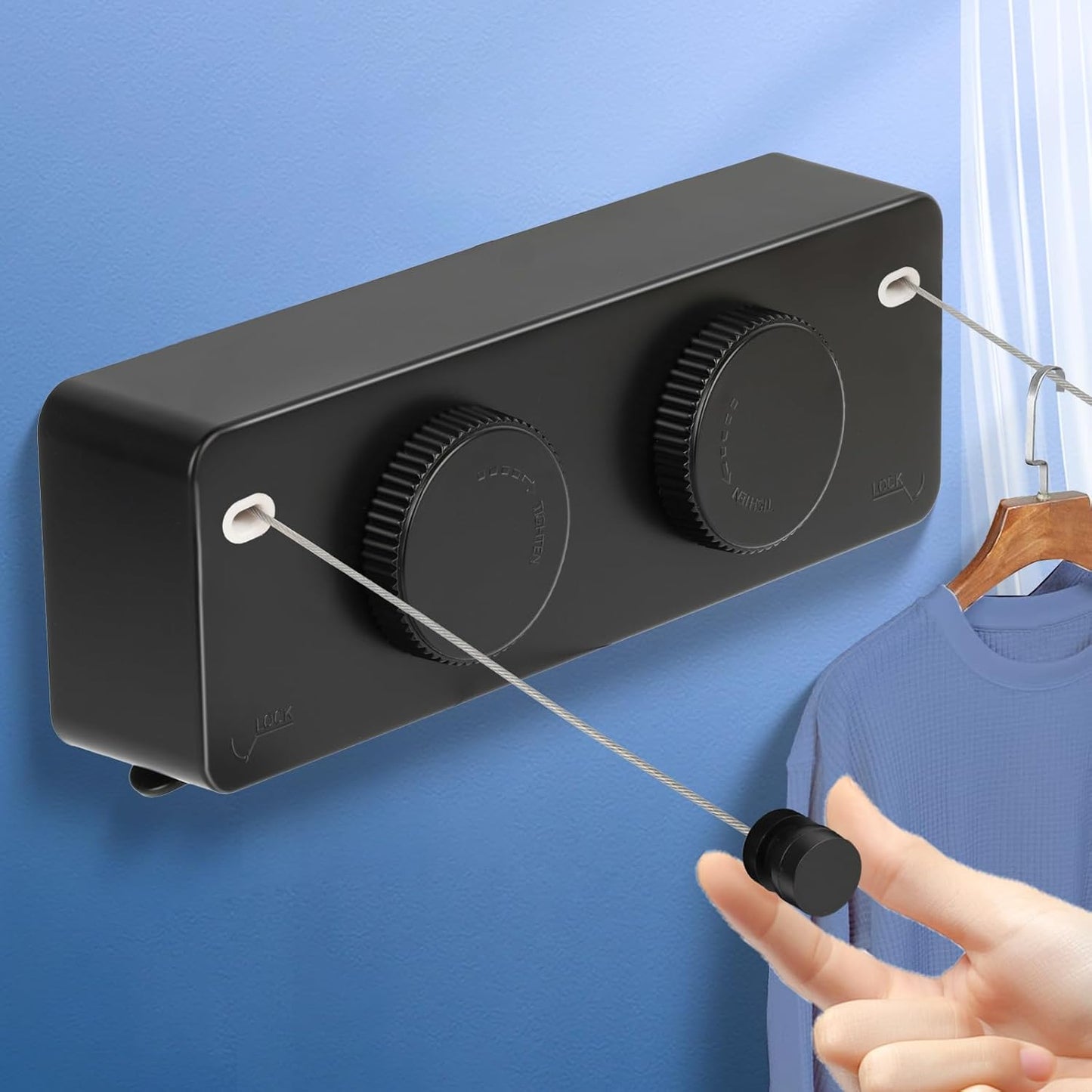 Retractable Clothesline Indoor Outside Heavy-Duty, Upgrade 304 Double Stainless Steel Shower Room Clothes line, Fit Rv Balcony Courtyards Indoor Drying Rack Clothesline, 13.8ft