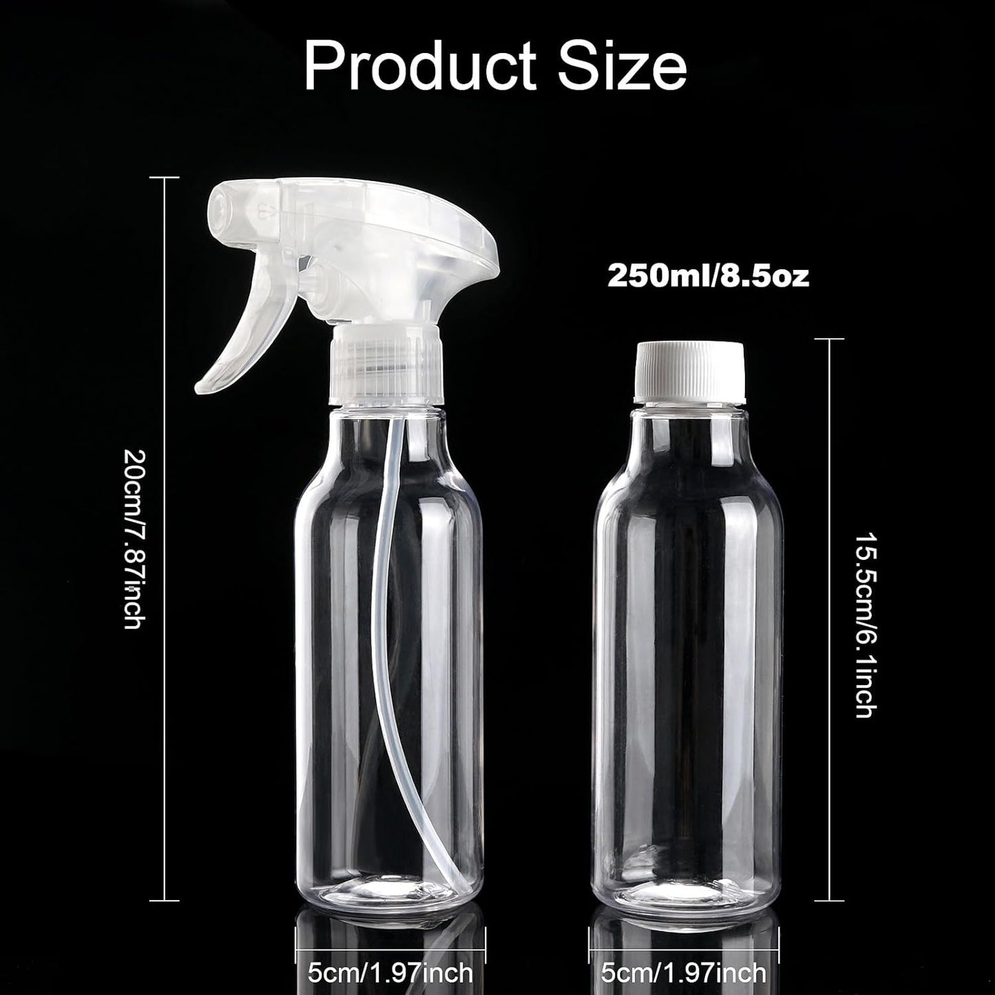 Cosywell Plastic Spray Bottles 8.8oz/260ml 3 Pack Empty Spray Bottle for Cleaning Mist/Stream Heavy Duty Water Spraying Bottle for Cooking Hair Care Essential Oils(Clear)