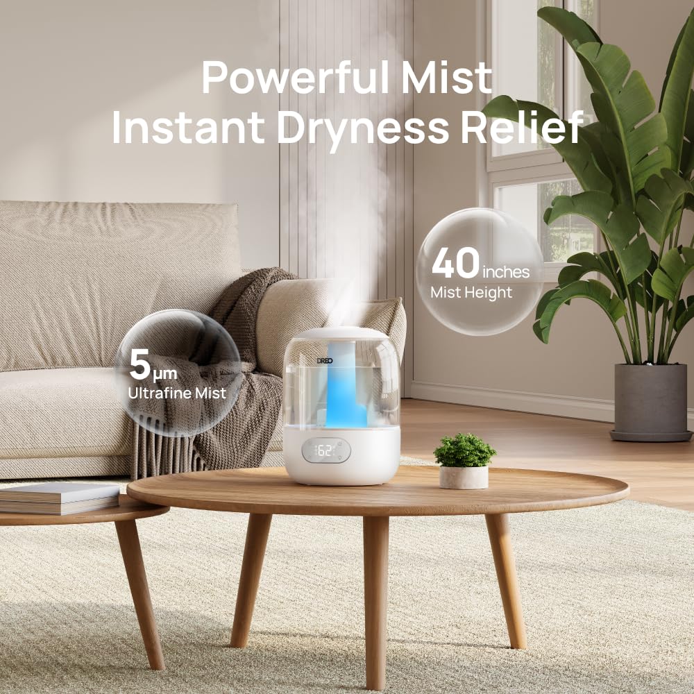 DREO 3L Humidifiers for Bedroom, 30H Runtime, 26 dB Quiet, New Edition