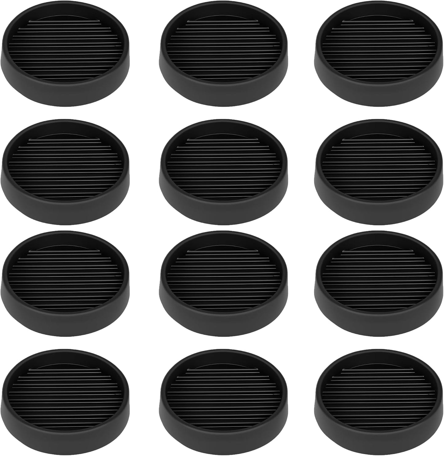 Non Slip Furniture Pads, 2.5” Round Rubber Caster Cups, 12 Pcs Furniture Coasters, Anti-Slip Gripper, Anti Slide Furnitures Feet Floor Protectors for Bed Couch Stoppers - Black