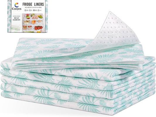 Cooyes 6 Pack Refrigerator Shelf Liners for French Door Fridge, 17.7" × 36" Extra Large, Non-Slip Fridge Mats Machine Washable, Refrigerator Drawer Liner for Glass Shelves Kitchen Cabinet