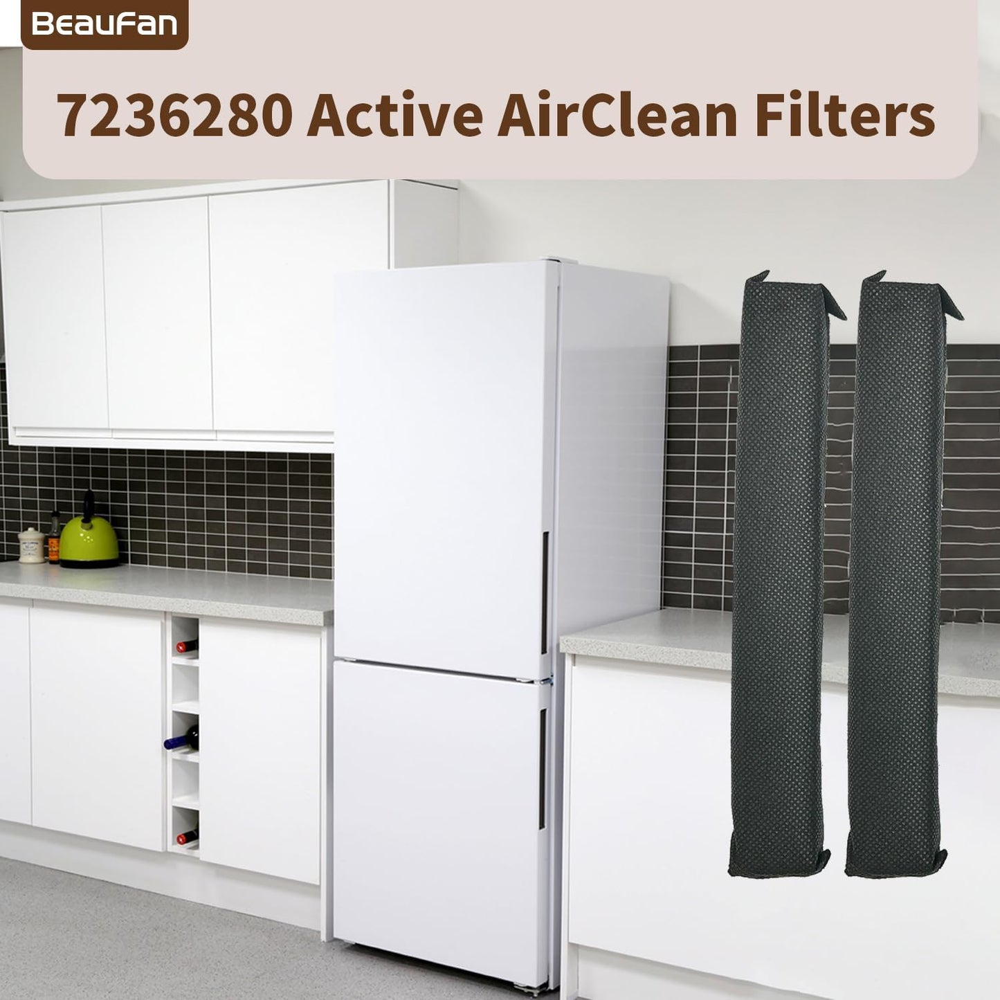 4 Pack Active Airclean Filter 7236280 Replacement for Miele Refrigerator, Odor Eliminator, Odour-Absorbing Active AirClean Filter for Refrigerator