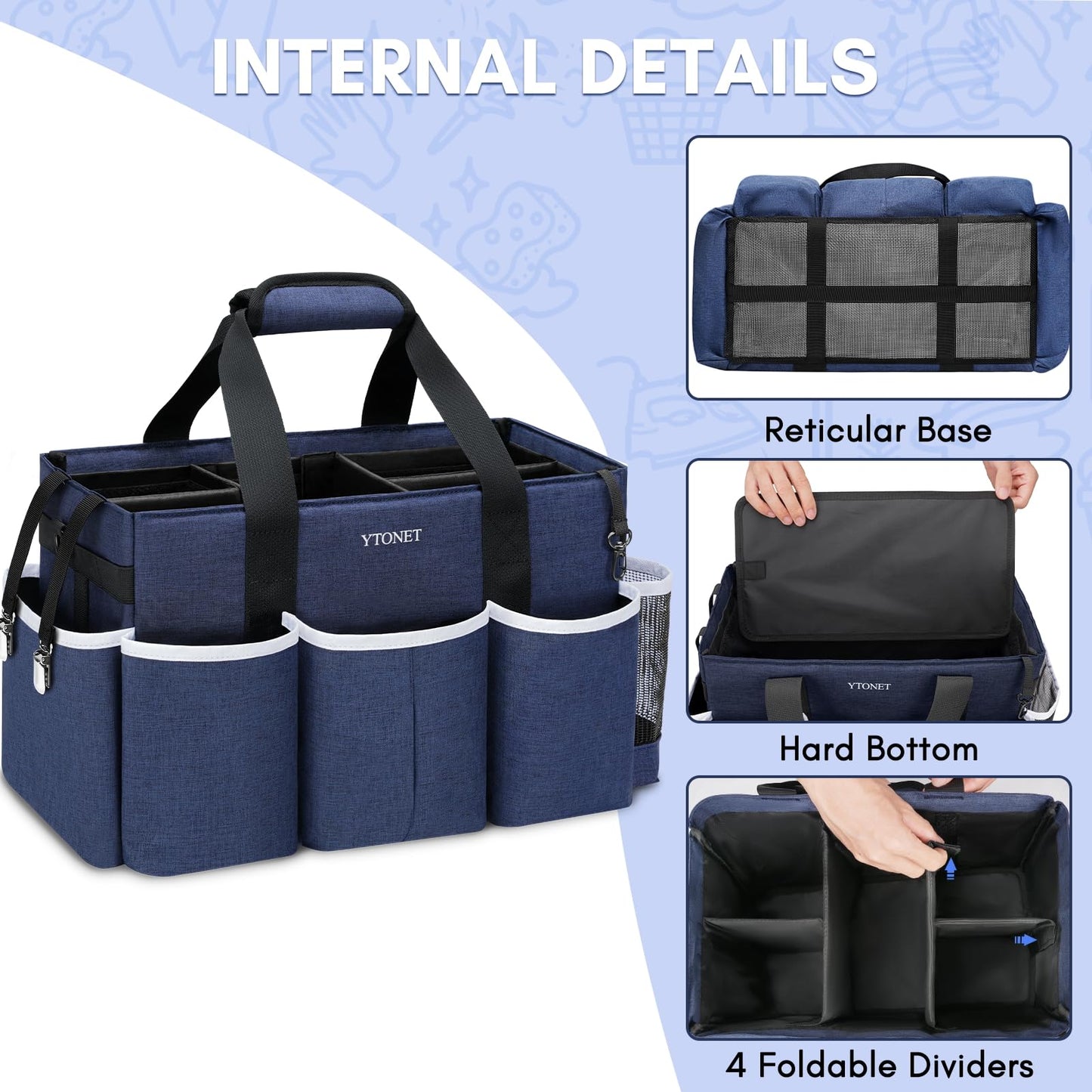 Ytonet Wearable Cleaning Caddy Bag, Large Cleaning Supplies Organizer, Blue