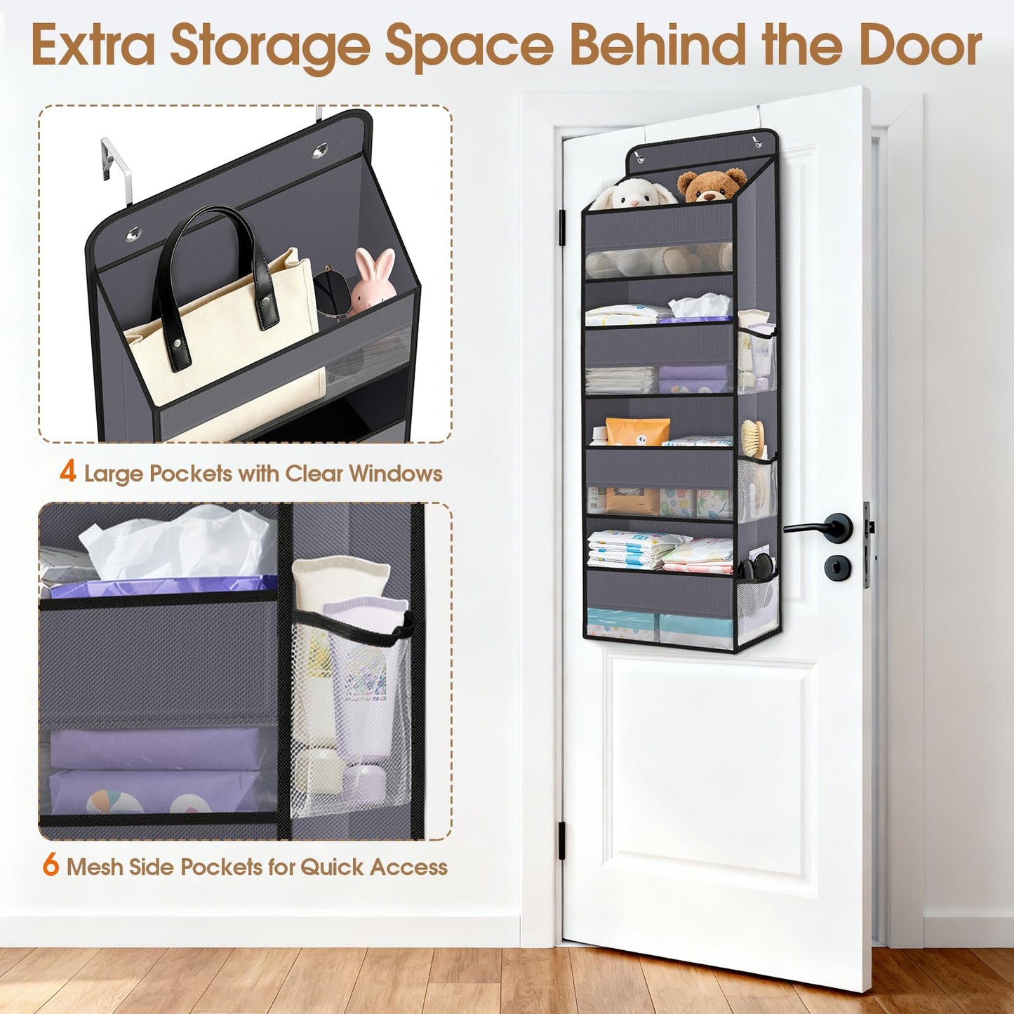 Over The Door Organizer Storage behind Door Hanging Organizer for Nursery