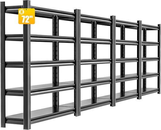 4 Pieces Garage Shelving,5 Tier 72"X47.2"X23.6"Inches,Storage Shelves Heavy Duty Thickened Metal