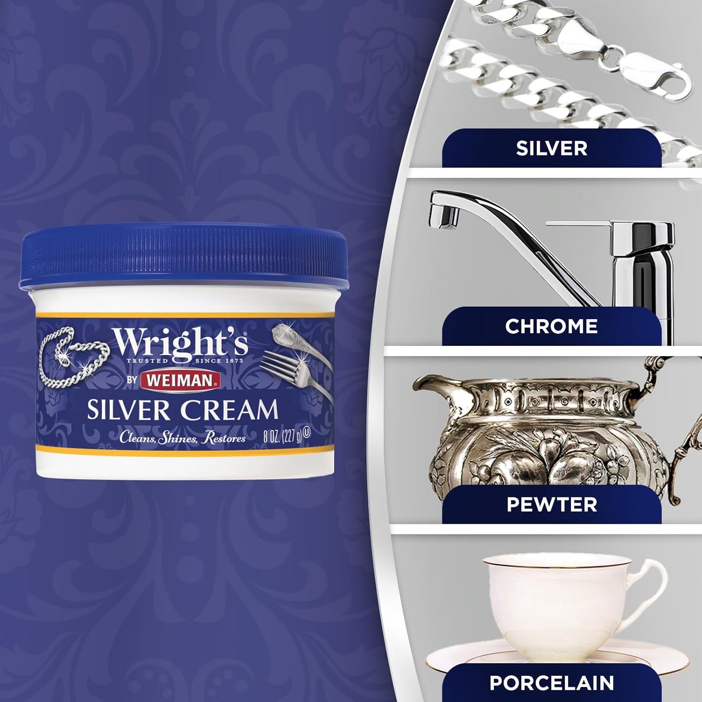 Wright's Silver and Copper Cleaner and Polish - 8 Ounce Each - Premium Metal Polish Silver Copper Brass Chrome and More