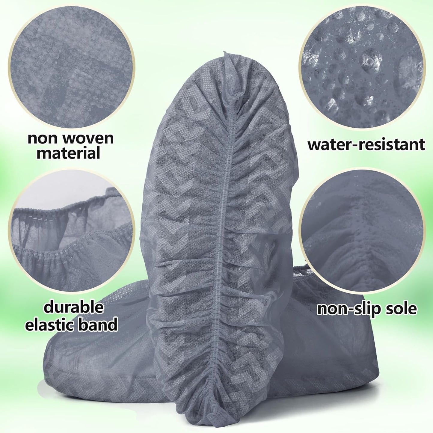 Zhanmai 300 Pack Disposable Shoe Covers Non Slip Disposable Large Foot Booties Shoe Covers for Indoors Contractors Floor and Carpet Protectors, One Size Fits Most(Gray)