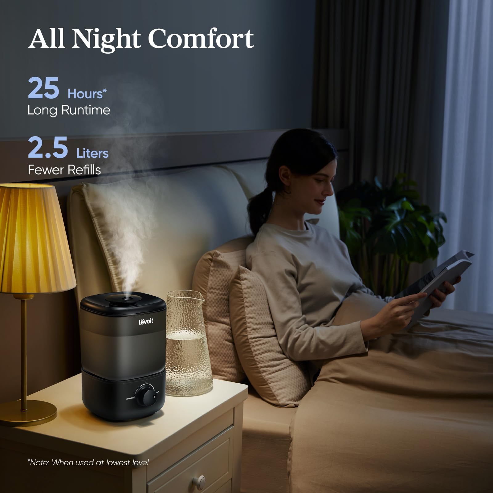 Levoit Humidifiers for Bedroom,Top-Fill Ultrasonic Cool Mist Humidifier