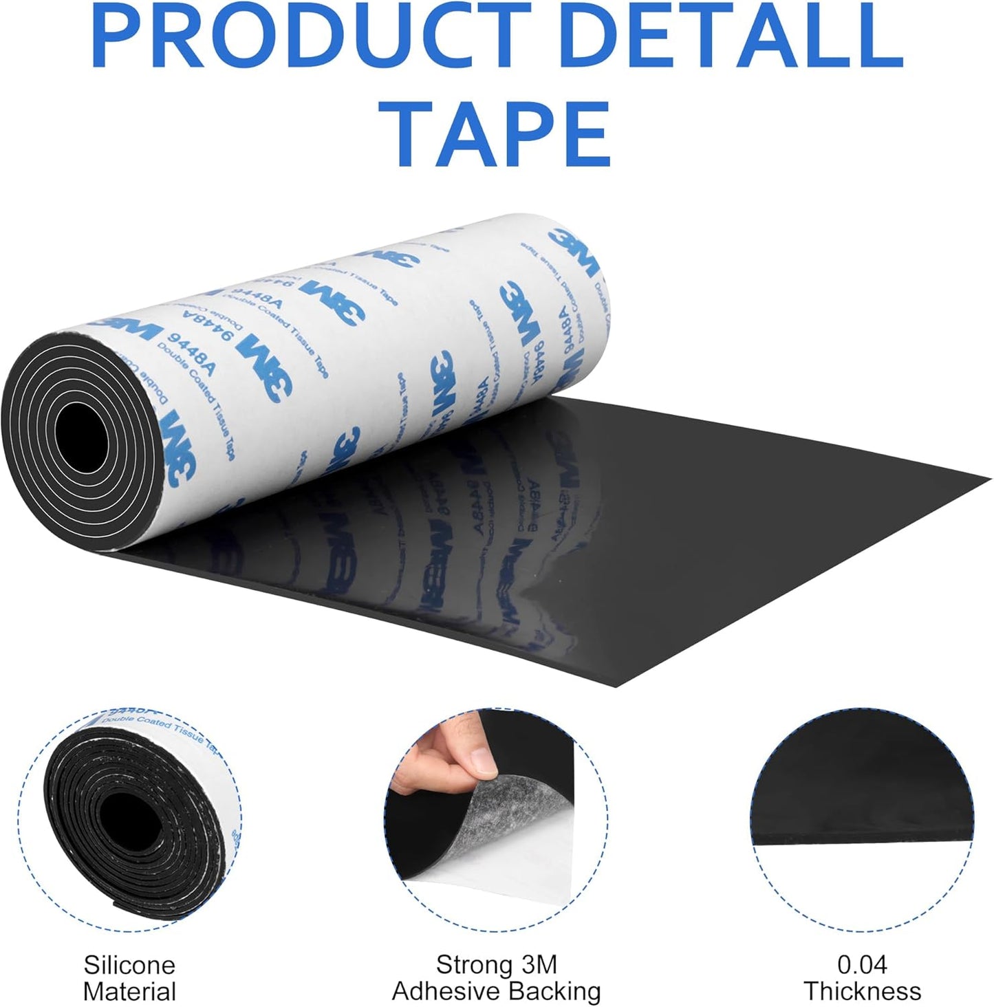 Non Slip Furniture Pads, 5" x 40" Rubber Furniture Pads Anti Skid Pads Non Slip Self Adhesive Cuttable Rubber Tape Strip Roll for Protecting Hardwood Floors Chair Wall Protector - Black
