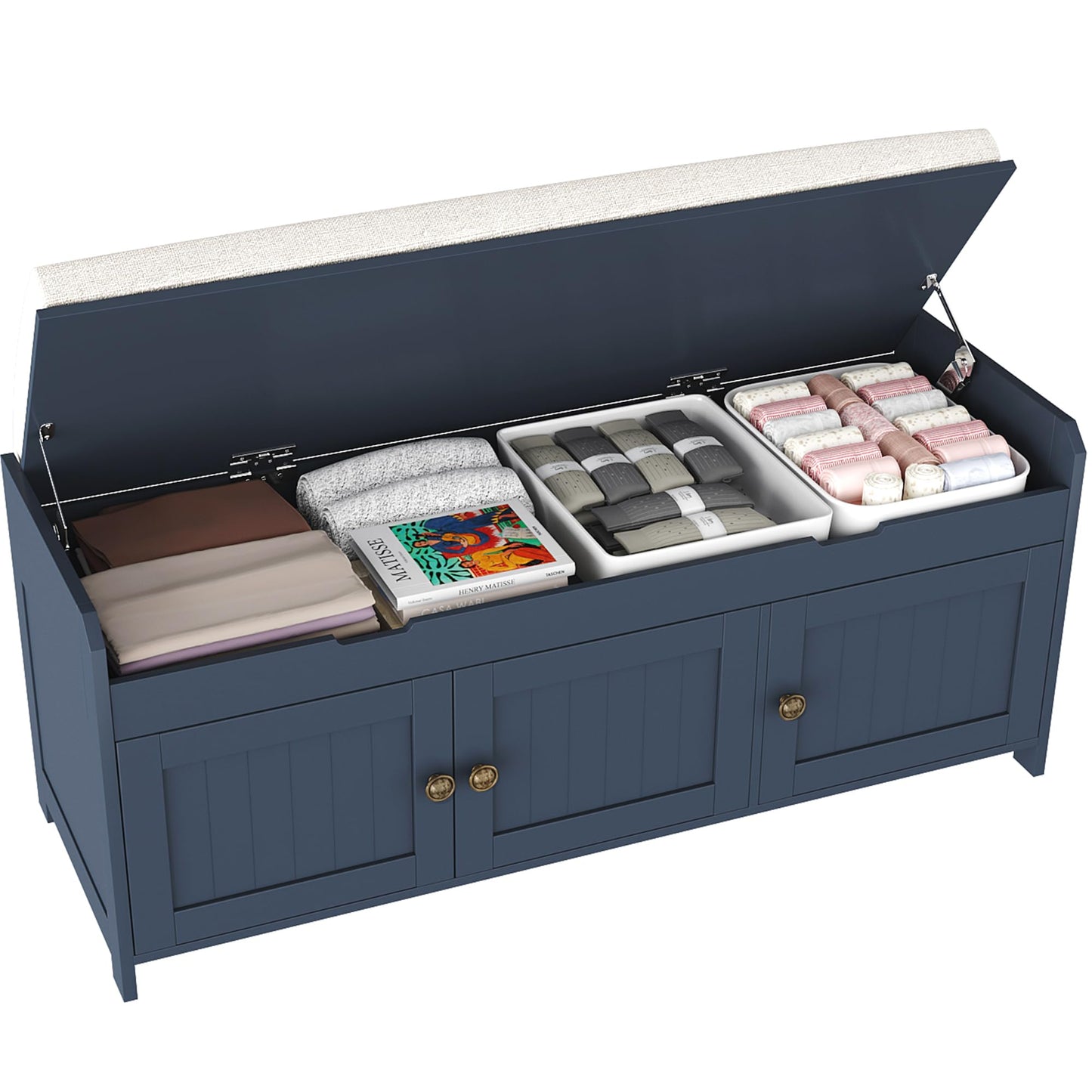 HOMEFORT 41.3" Shoe Bench with Lift Top Storage, Entryway Bench with Cushioned Seat, Wooden End of