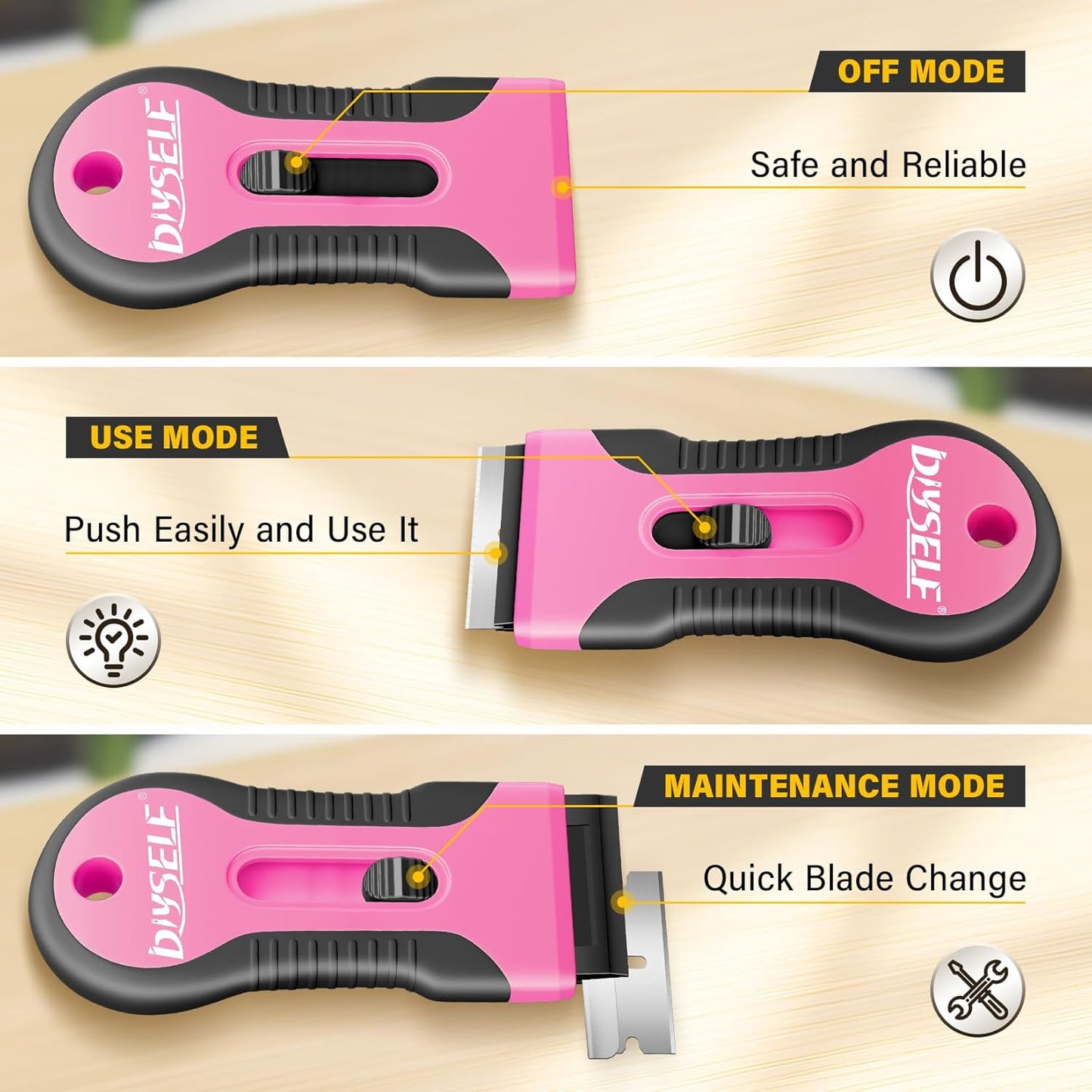 DIYSELF 2 Pack Razor Blade Scraper, 10 PCS Spare Razor Blades, Enhanced Razor Scraper, Razor Blade Scraper Tool for Glass Top Stove, Multipurpose Glass Scraper, Razor Scraper Tool for Paint, Sticker