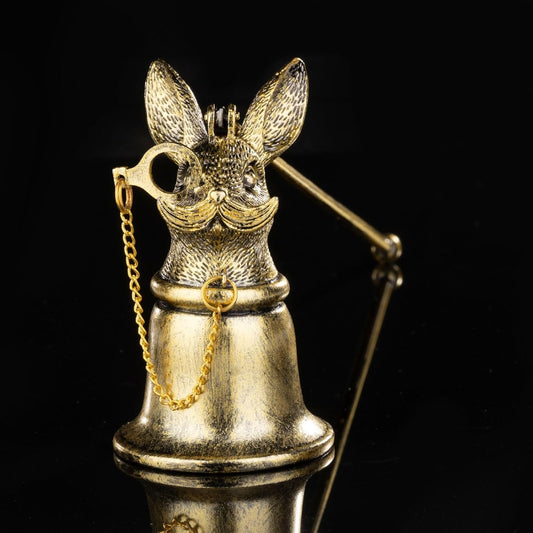 Antique Rabbit Candle Snuffer - Vintage Gunmetal Finish with Spectacle Chain, Flame Extinguisher