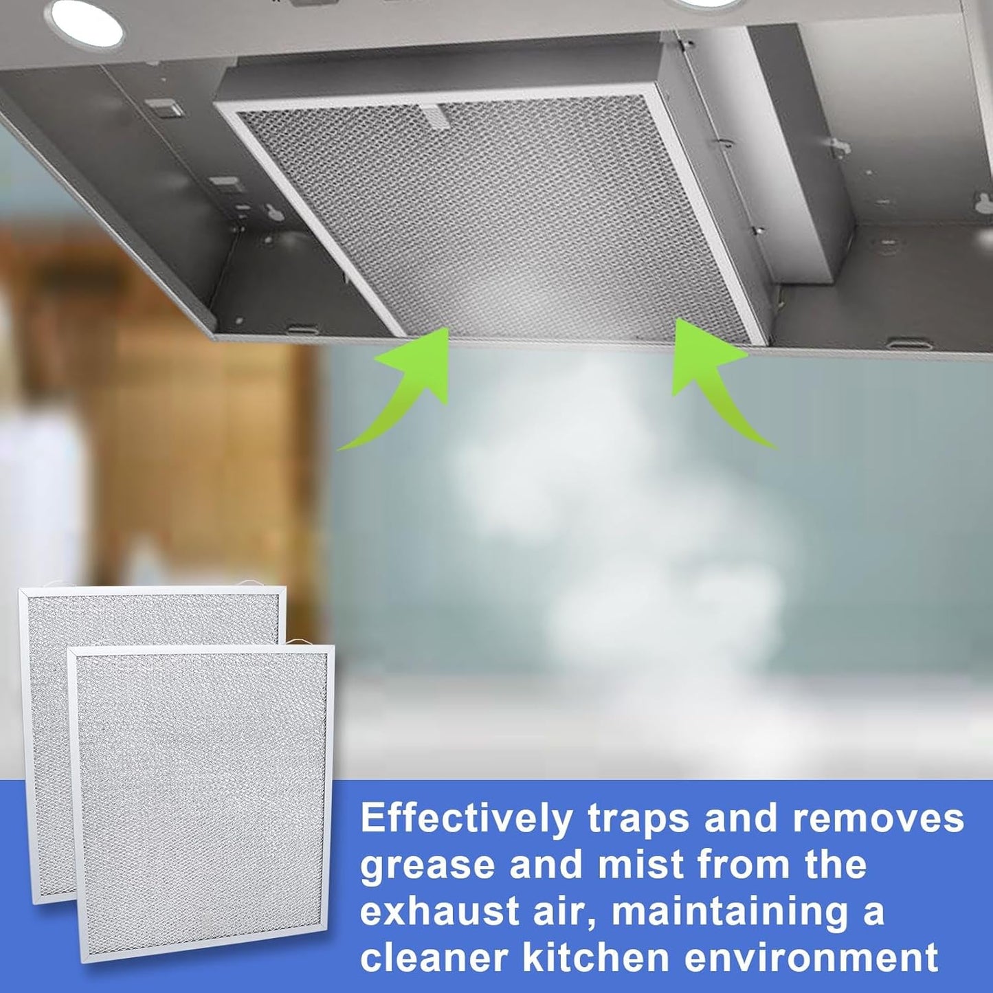 S99010430-002 Range Hood Filter 15-3/4" x 13-7/8" x 3/8", 2 Pack Aluminum Mesh Grease Range Hood Filter Compatible with Broan Nutone Kitchen Exhaust Fan Filters 4512880 99010430-002