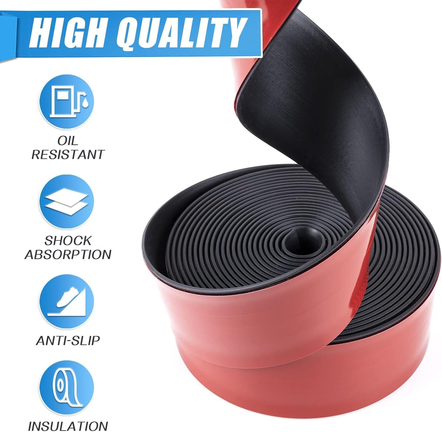 Neoprene Adhesive Rubber Strips, Sheets, Rolls With Self-Stick Backing - Seal Gasket for Matting Padding - 1" Wide x 1/8" Thick x 10' Long