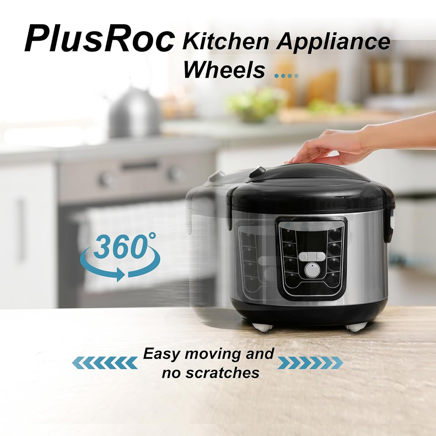 PlusRoc 4 Pack Self Adhesive Caster Wheels For Kitchen Appliance Rollers, Load Capacity 14LBS Per Wheel, Mini Swivel Wheels Sliders For Stand Mixers Air Fryers Coffee Machine