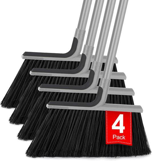 KeFanta 4 Packs Outdoor Broom Heavy Duty with 55" Long Handle, Commercial Brooms for Sweeping