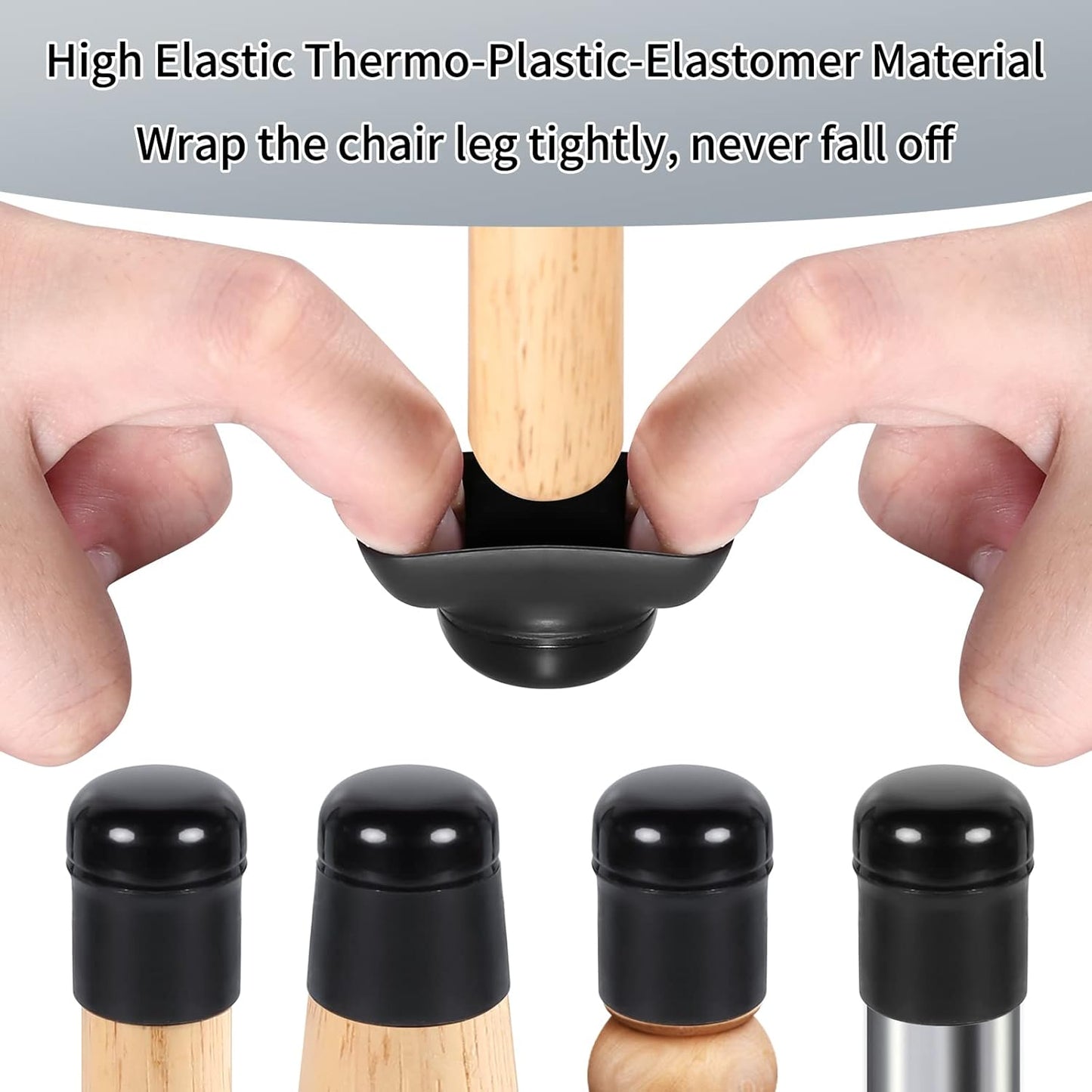 Ezprotekt 24 Pcs Extra Small Chair Leg Sliders for Carpet, Black Round Teflon Furniture Pads for Rug Glides Easily Without Scratches - for Table, Couch, Patio Chair Legs (S Fit: 0.55" - 0.75")