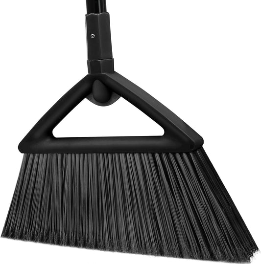 Heavy Duty Broom, Brooms for Sweeeping Indoor, Angle Broom with Long Pole, Outdoor Broom for
