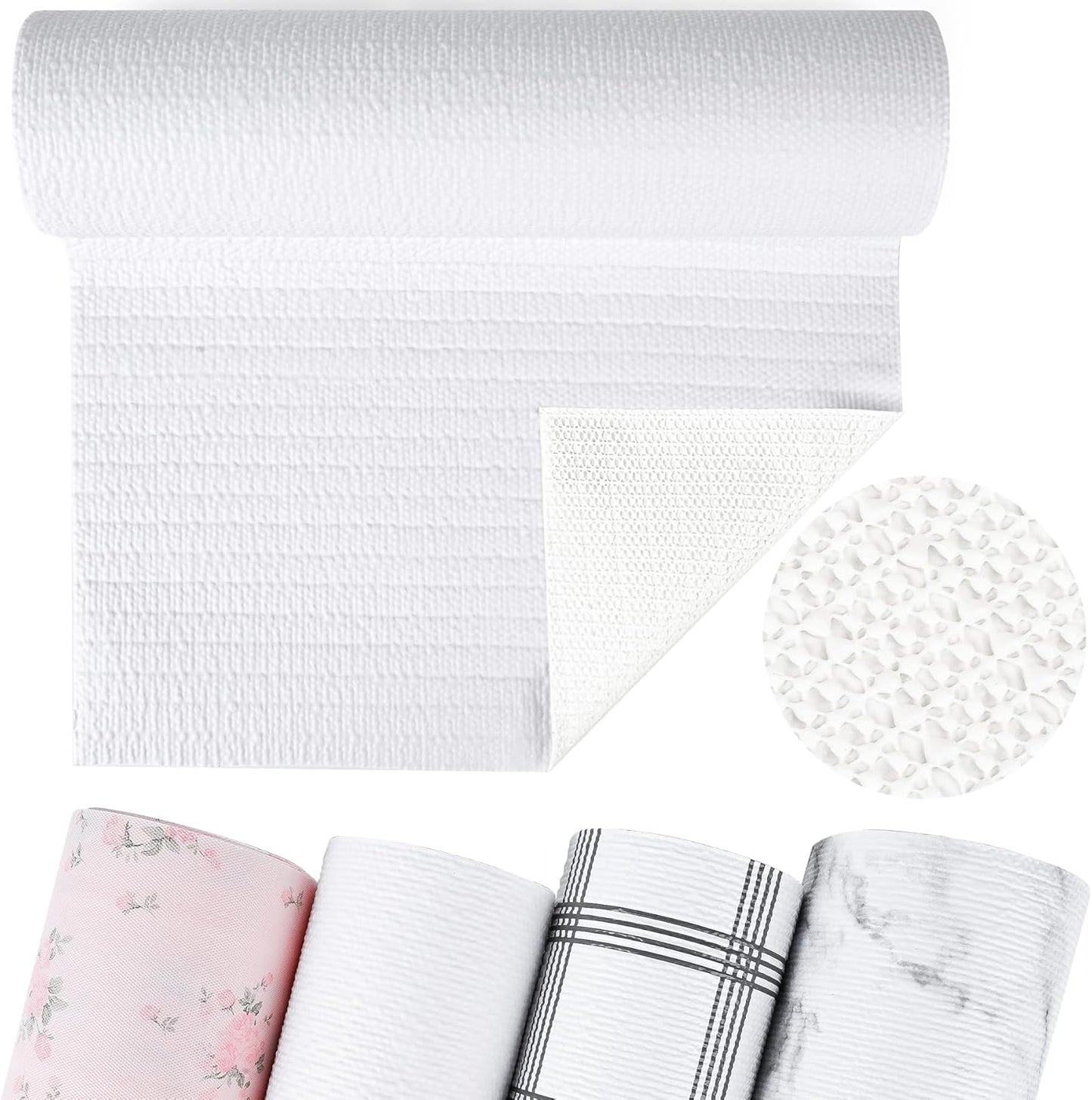 Non-Adhesive Shelf and Drawer Liner for Kitchen Cabinets, 12 in x 10FT Strong Non-Slip Cabinet Liners for Shelves, Refrigerator, Pantry Storage, Bathroom Closet, Easy to Clean & Cut, White