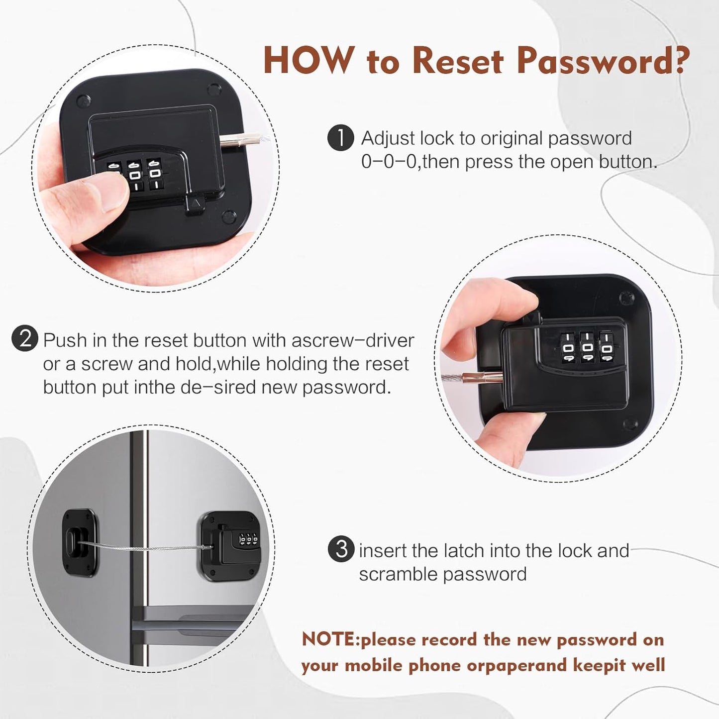 Refrigerator Lock, Combination Lock for Refrigerator Cabinets, Drawers, Heavy Duty Fridge Lock, Easy Install No Keys Needed (Black-4Pack)