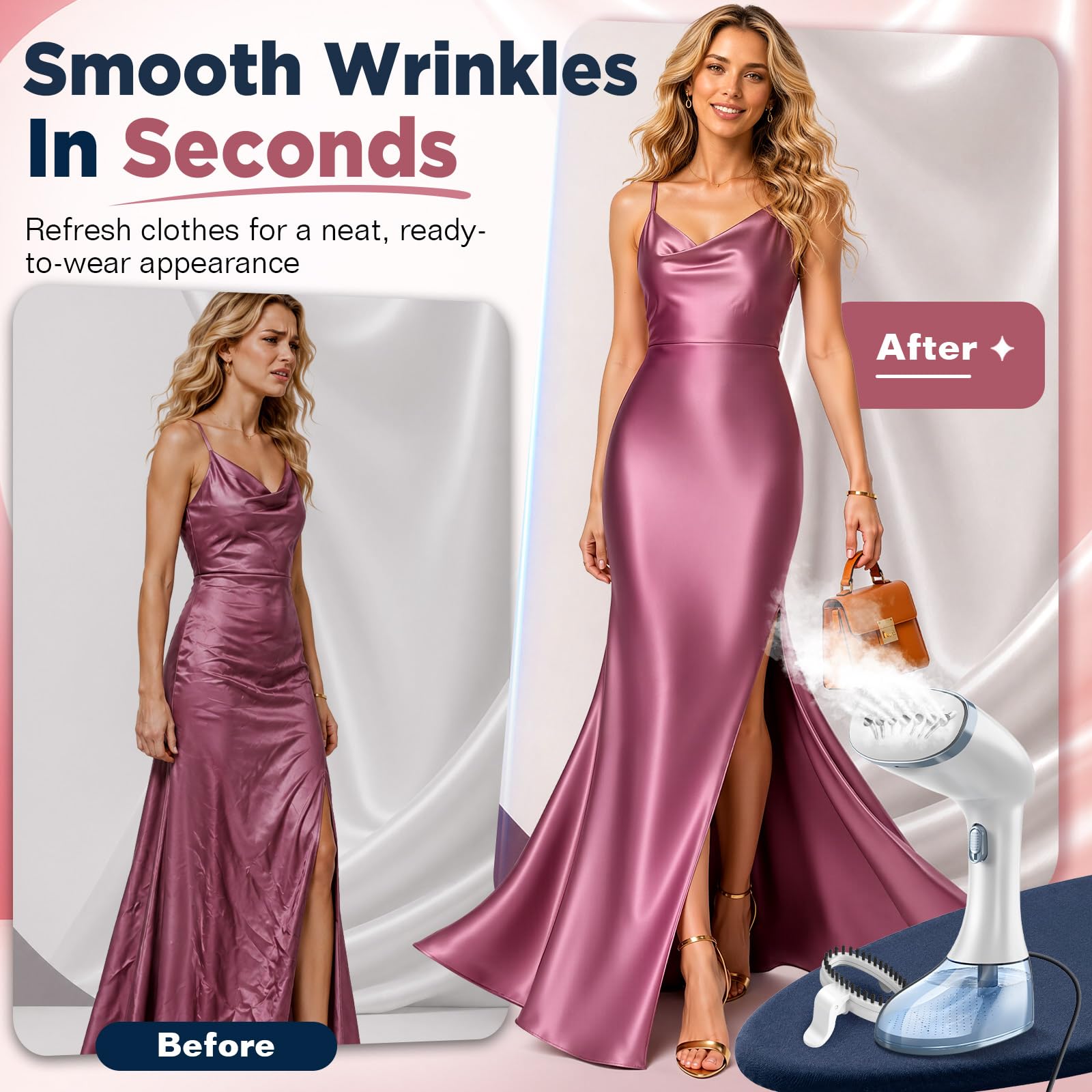 Steamer for Clothes, 1800W Clothes Steamer Handheld Garment Steamer with 3 Steam Settings, 380ml
