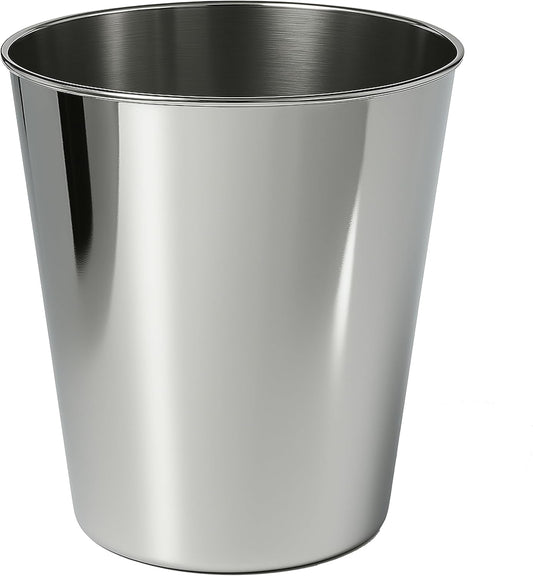 happimess HPM1113D Nolan Modern Classic Smooth Steel 2-Gallon Wastebasket for Home, Bathroom, Living Room, Office, Bedroom, Kitchen, Polished Steel