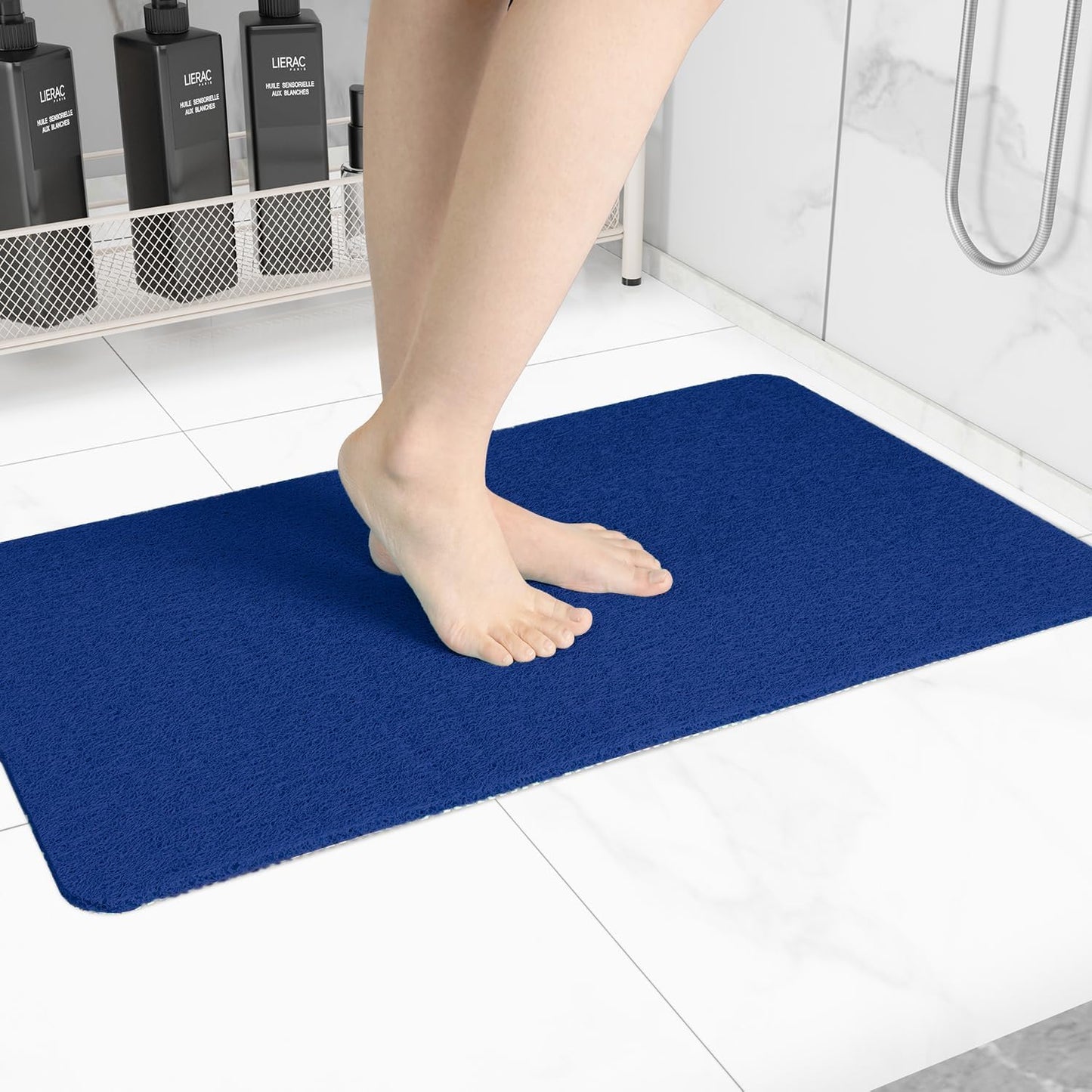 Non-Slip Bathtub Mat, Anti Slip Shower Mat, Fast Drying Bathtub Mats, Foot Scrubber Mat, Anti Slip Mat for Tub, Floor, Bathroom, Kitchen, Home, Hotel (Navy Blue 40"×28")