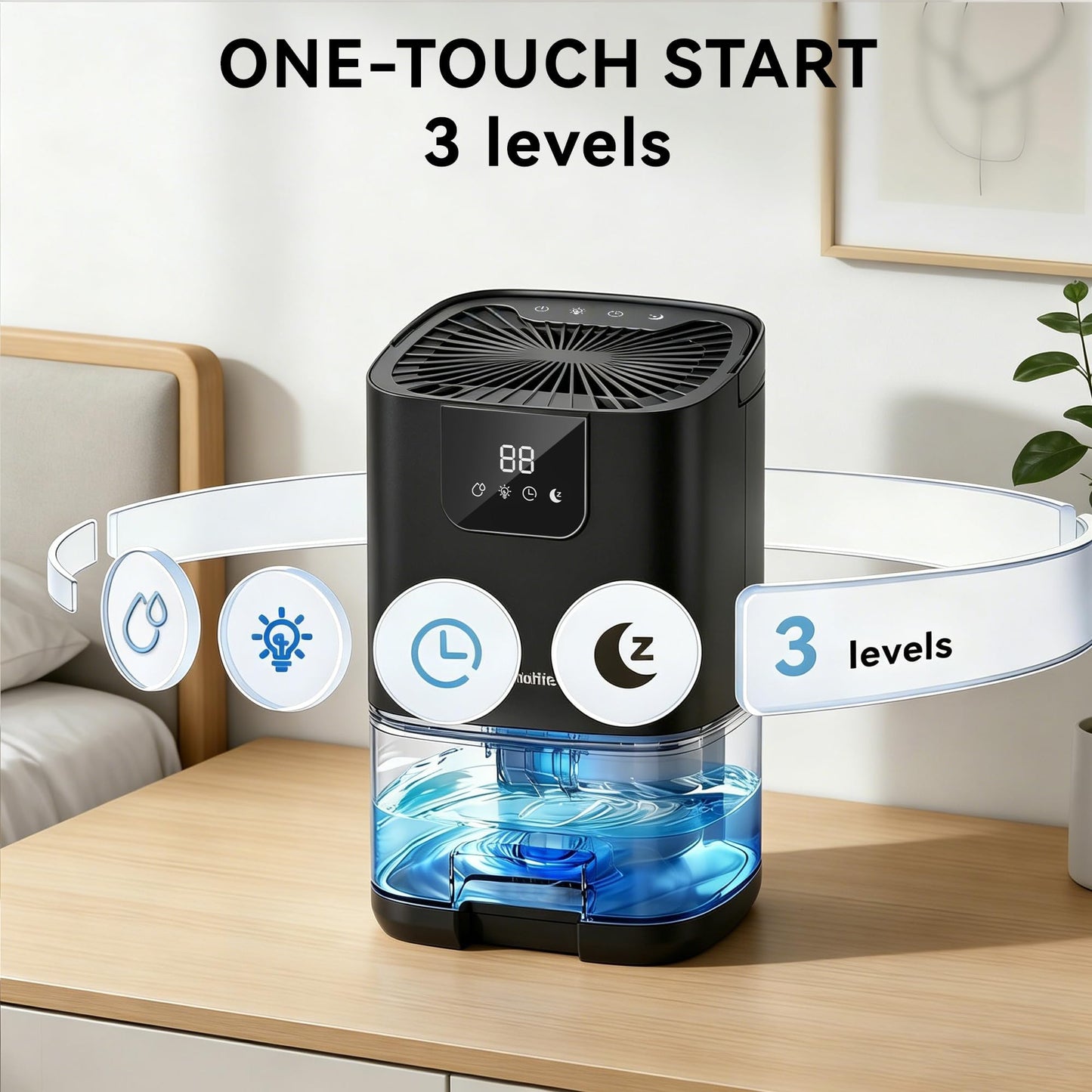 Dehumidifier,35OZ（350sq ft）Small Dehumidifier for Home, Screen Display Quiet with Auto Shut
