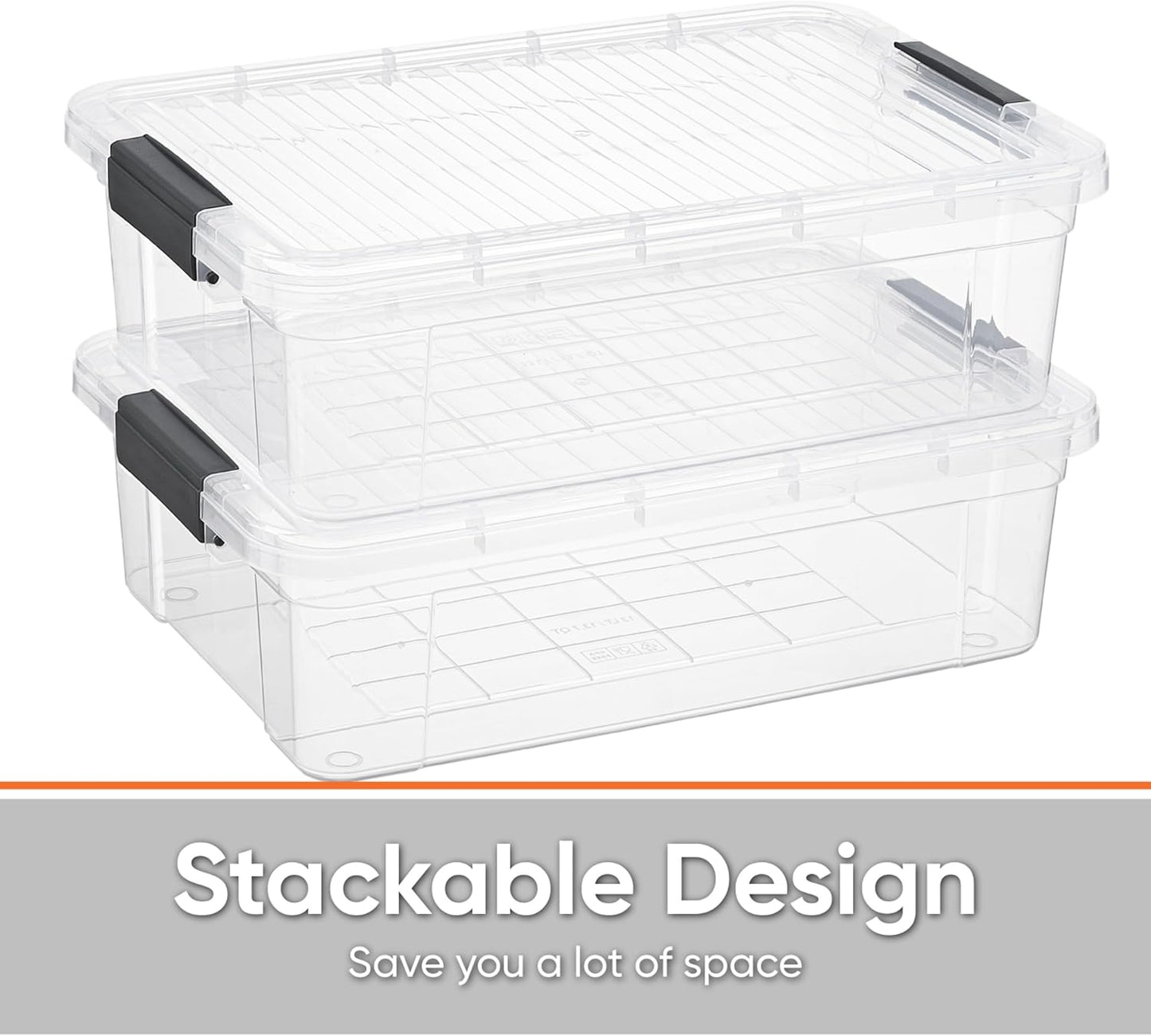 Superio Clear Storage Boxes with Lids, Plastic Container Bins for Organizing, Stackable Crates, BPA Free, Non Toxic, Odor Free, Organizers for Home, Office, School, and Dorm(13.7 Qt, 2 Pack)