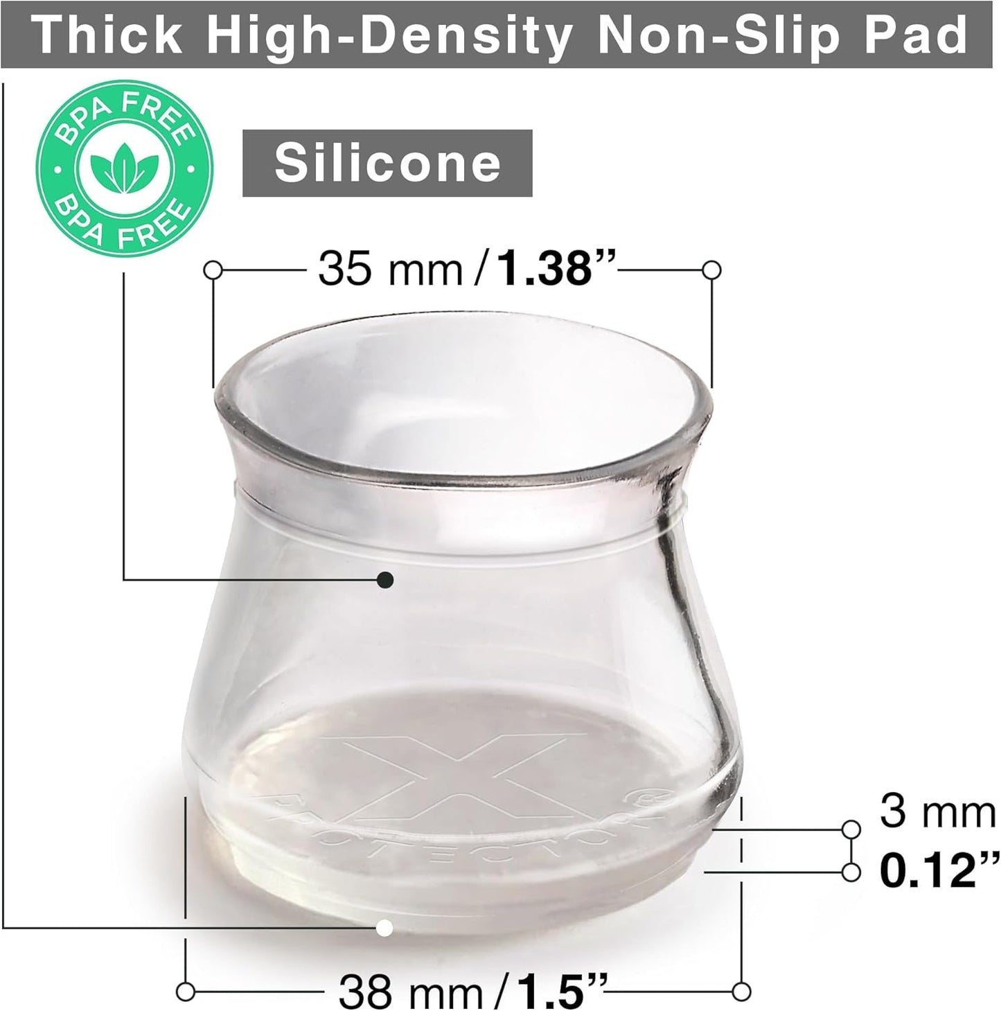 X-Protector Silicone Chair Leg Floor Protectors with Non-Slip Furniture Pads - 24 PCS 1.3" - 2" - Anti-Slip Chair Leg Covers - Non-Skid Furniture Leg Caps - Furniture Pads for Hardwood Floors!
