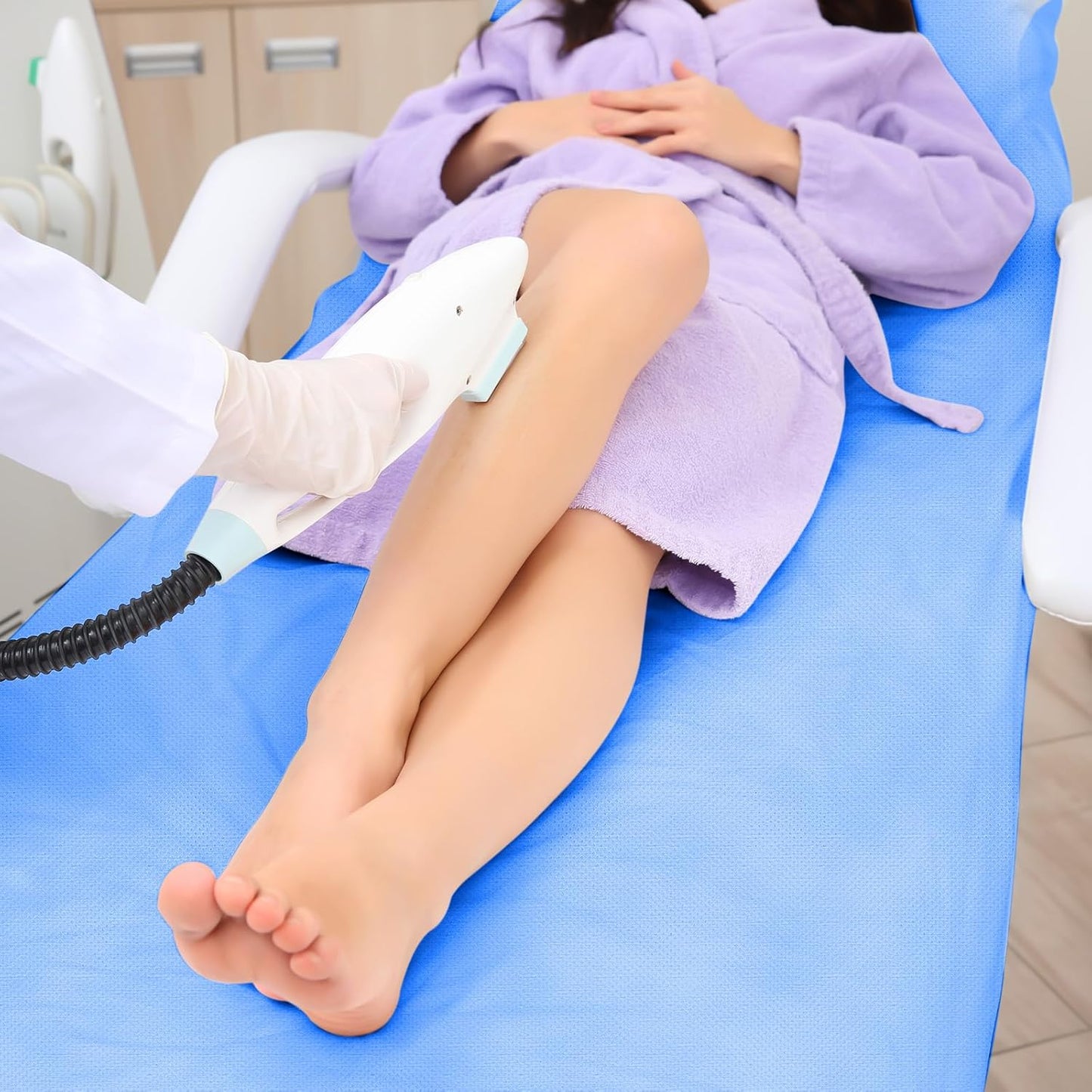 Tudomro 2 Roll Disposable Non Woven Bed Sheets 24 x 71 Inch Massage Table Paper Covers Non Woven Fabric Massage Sheets Waterproof Spa Breathable Bed Cover for Beauty Salon, Hotels(Blue)