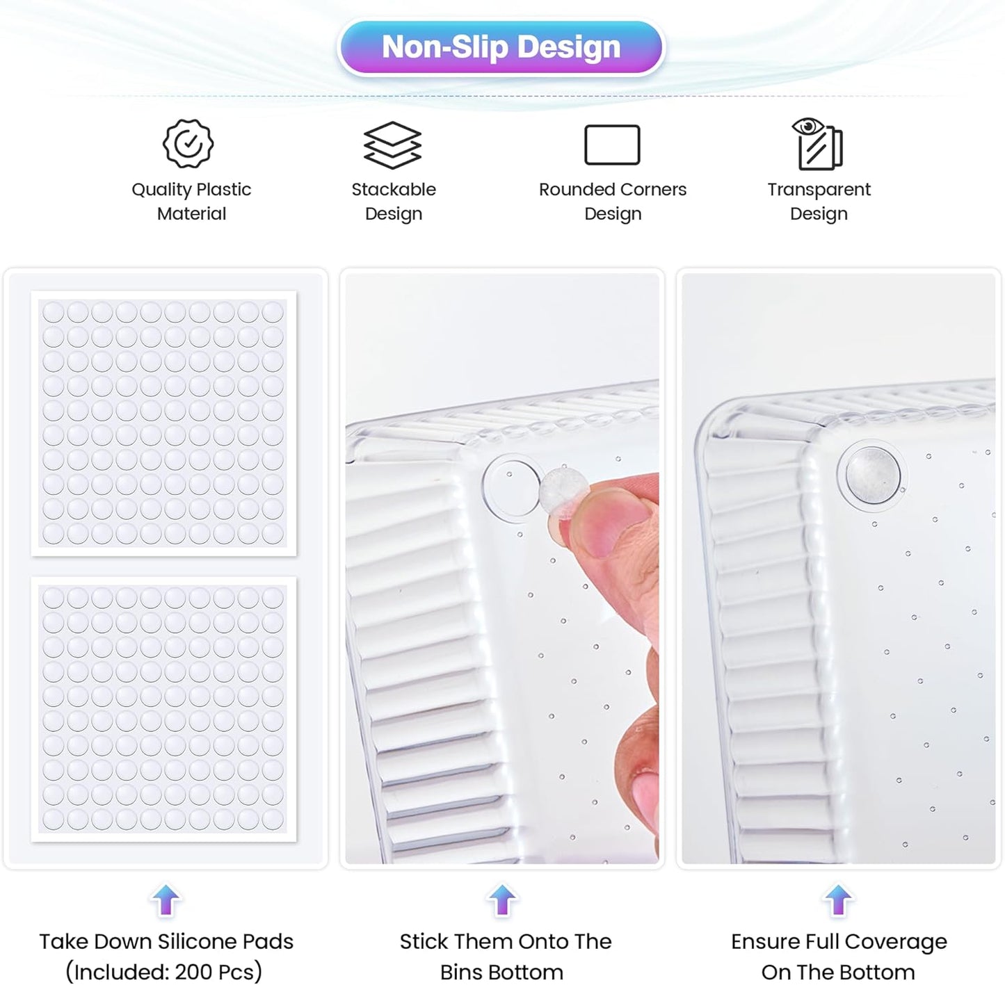 25 PCS Clear Plastic Drawer Organizer Set - 4 Sizes Makeup Organizer Desk Drawer Divider Bathroom Organizers and Storage Bins for Makeup, Jewelry, Gadgets, Office, Kitchen, Bedroom, Bathroom