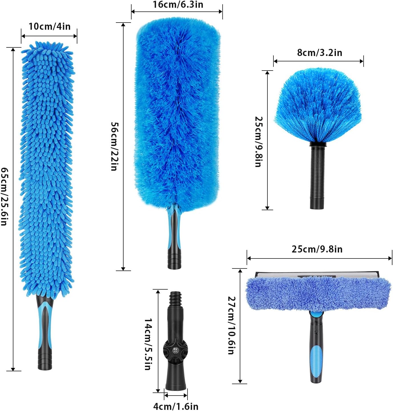 30 Foot High Ceiling Duster Kits with 4.7-24 FT Carbon Fiber Extension Pole, Feather Duster, Cobweb Duster, Ceiling Fan Duster, Window Squeegee & Cleaner with Pole 24 Ft