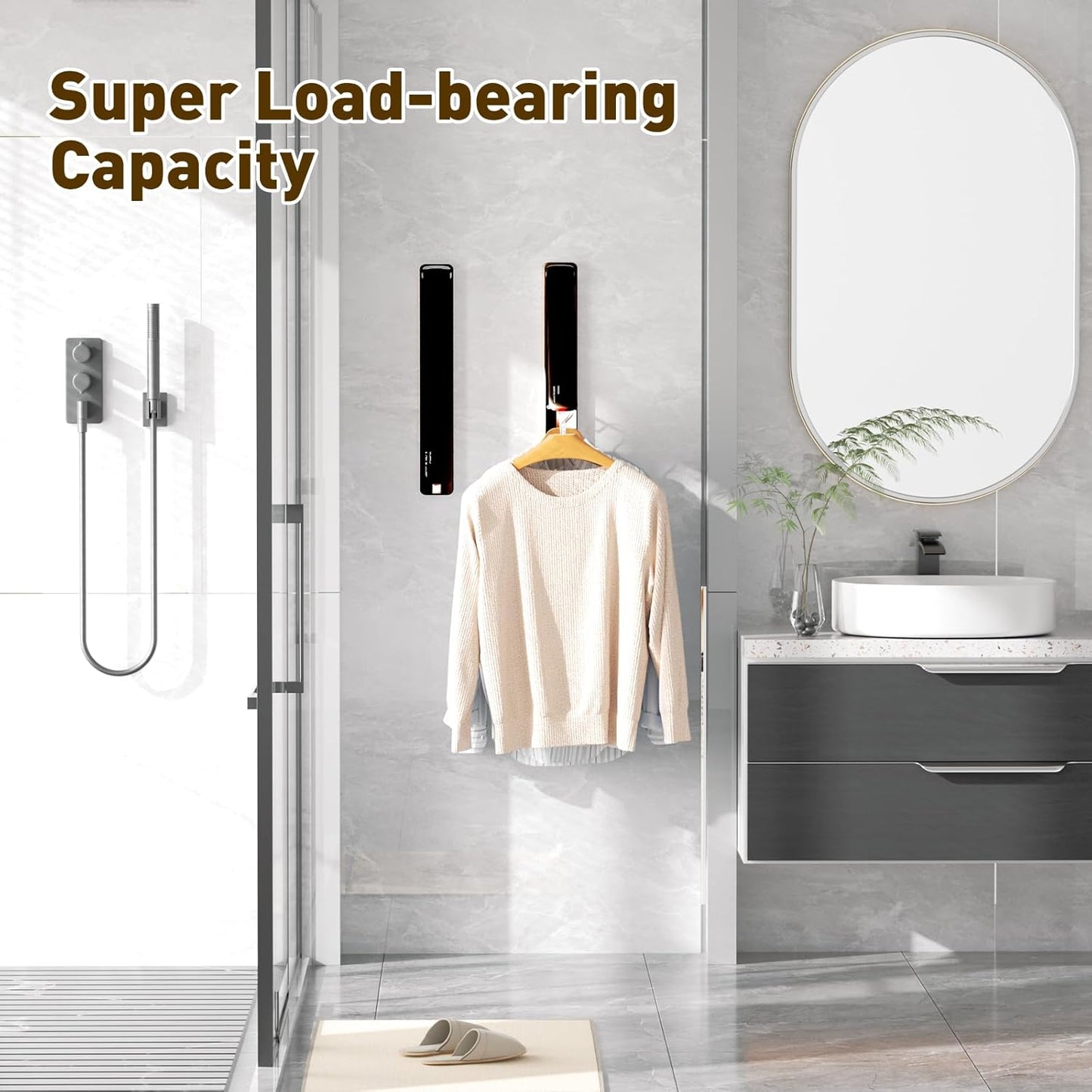 Clothes Drying Rack, Laundry Room Wall Mounted Retractable Clothes Hanger Drying Rack, Laundry Clothing Drying Rack Folding Indoor or Outdoor, Easy Installation Aluminium Dryer, 1pcs(Black)