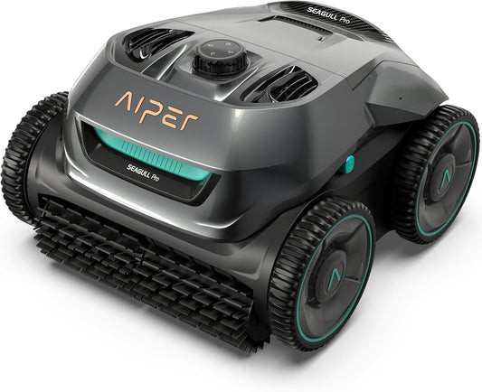 AIPER Cordless Robotic Pool Cleaner, WavePath Navigation, Wall-Climbing, Quad-Motor, 150 mins Runtime for Inground Pools up to 1,600 sq.ft, Seagull Pro ZT6002 (Renewed)