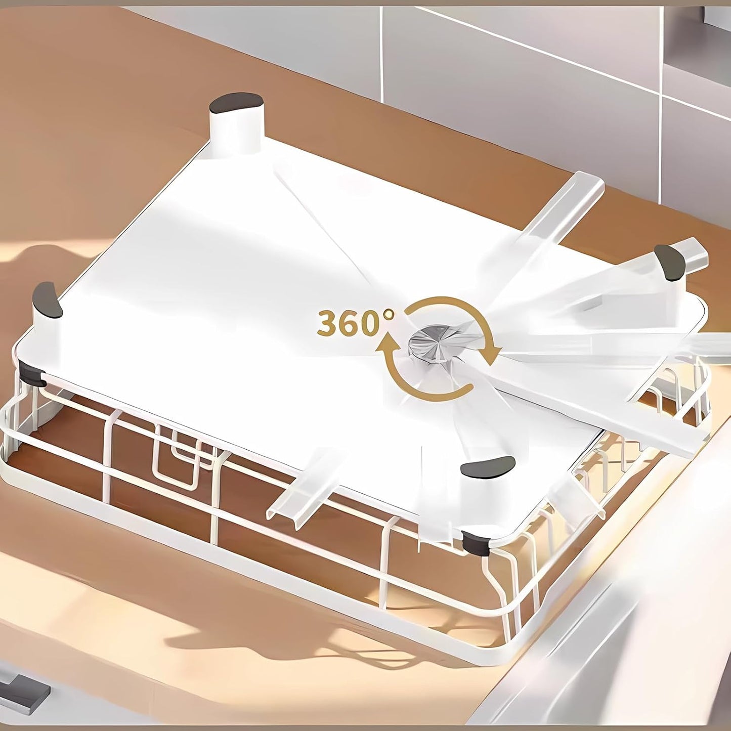 Dish Drying Rack, Space Saving & Durable, Rust-Proof Large 2 Tier Stainless Steel Dish Racks for Kitchen Counter with Cutlery & Cup Holder & Drainboard -White