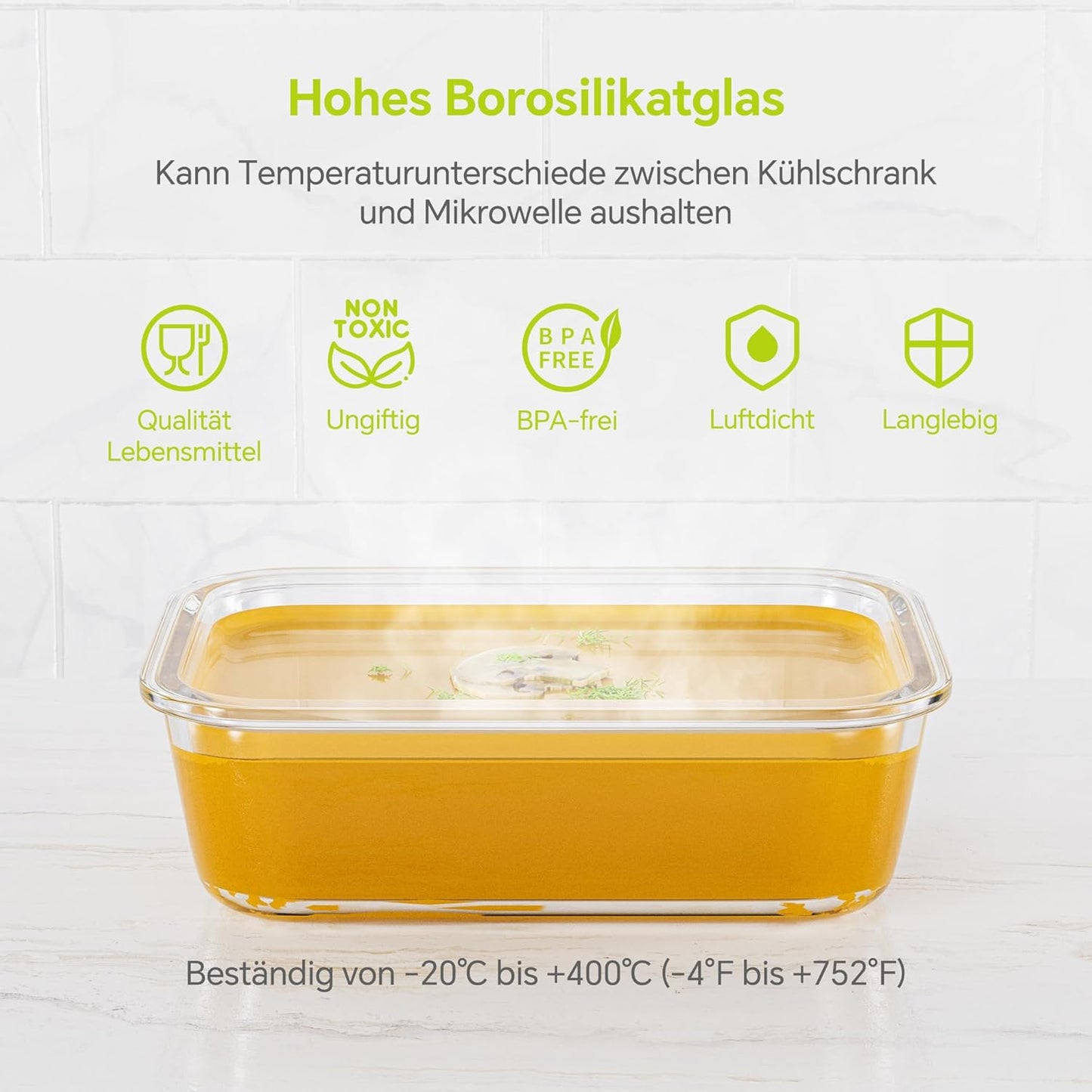 3-Pack 35 oz Borosilicate Glass Food Storage Containers with Lids, Stackable Airtight Glass Meal Prep Containers for Lunch & Leftover, BPA-Free & Leak Proof, for Microwave, Oven, Dishwasher