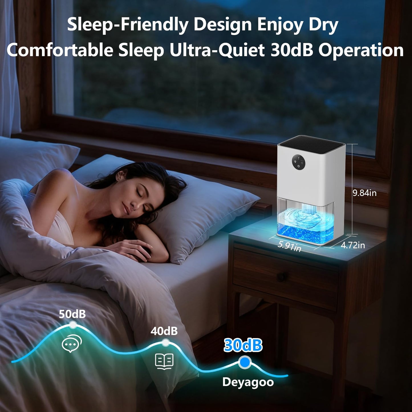 Deyagoo 50OZ Dehumidifier, Small Dehumidifier for Bedroom Closet 300 Sq. Ft