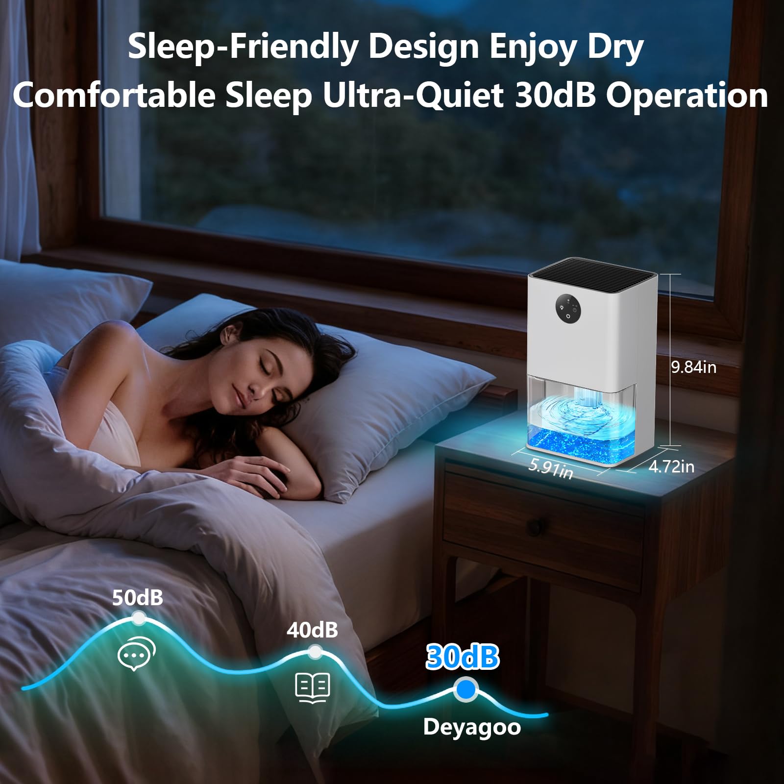Deyagoo 50OZ Dehumidifier, Small Dehumidifier for Bedroom Closet 300 Sq. Ft