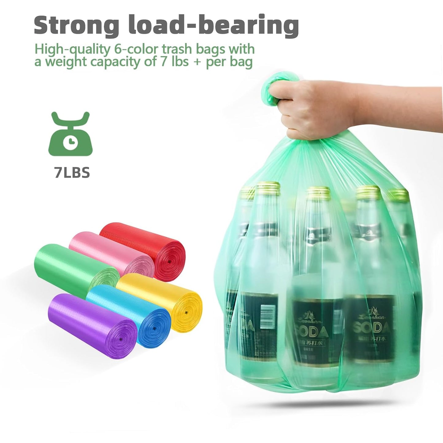 Small Trash Can 1.8 Gallons, Bathroom Trash Can & Garbage Can with 6 Trash Bags, Bedroom Trash Bin & Waste Basket for Office, Bedroom, Living Room, Kitchen, Compact Space (6-White)