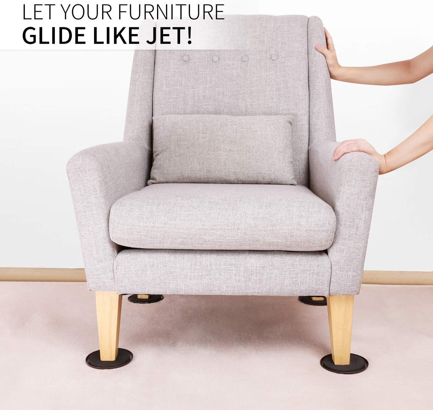 Ezprotekt 8 Pack Reusable Large Furniture Movers Sliders for Carpet, 5" Round Furniture Moving Pads, Carpet Sliders for Heavy Duty Sofa Bed Couch Fridge, Move Items Easily and Quickly (Black)