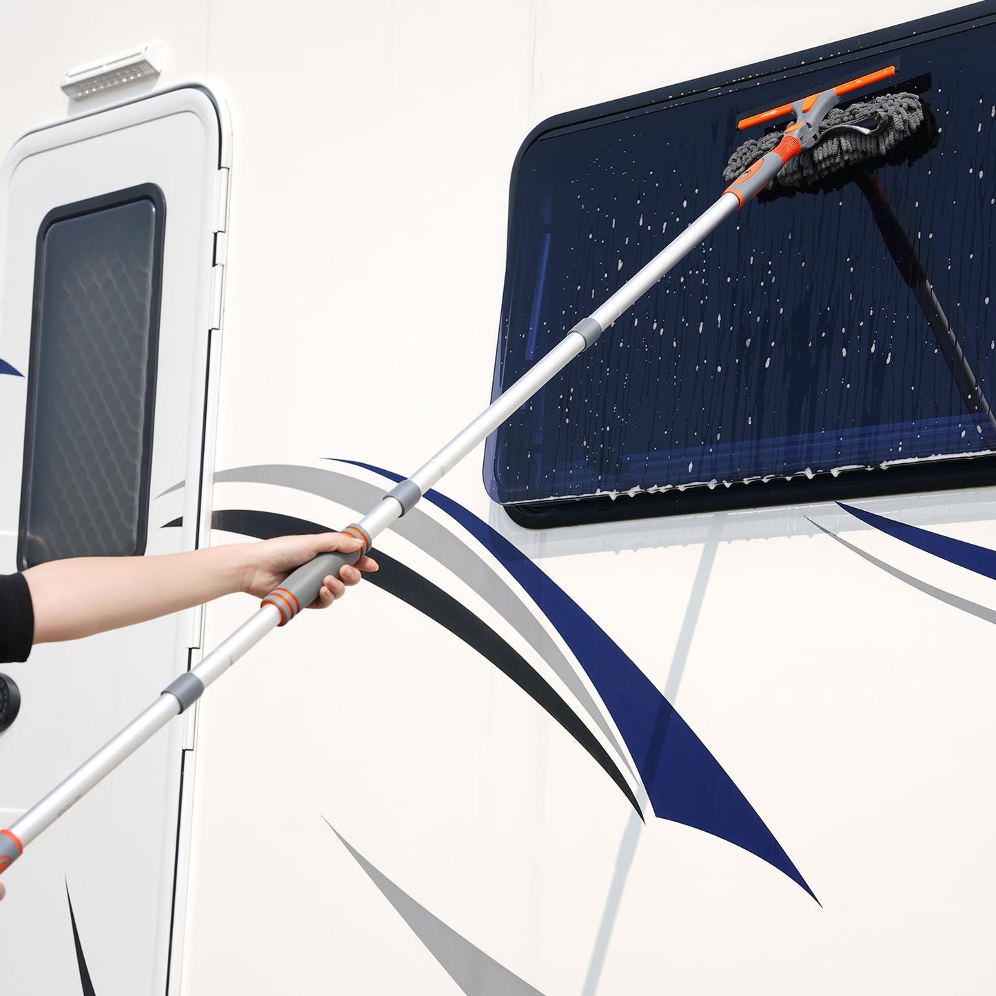 Eazer 89'' Squeegee Window Cleaner 2 in 1 Rotatable Window Cleaning Tool Kit with Extension Pole