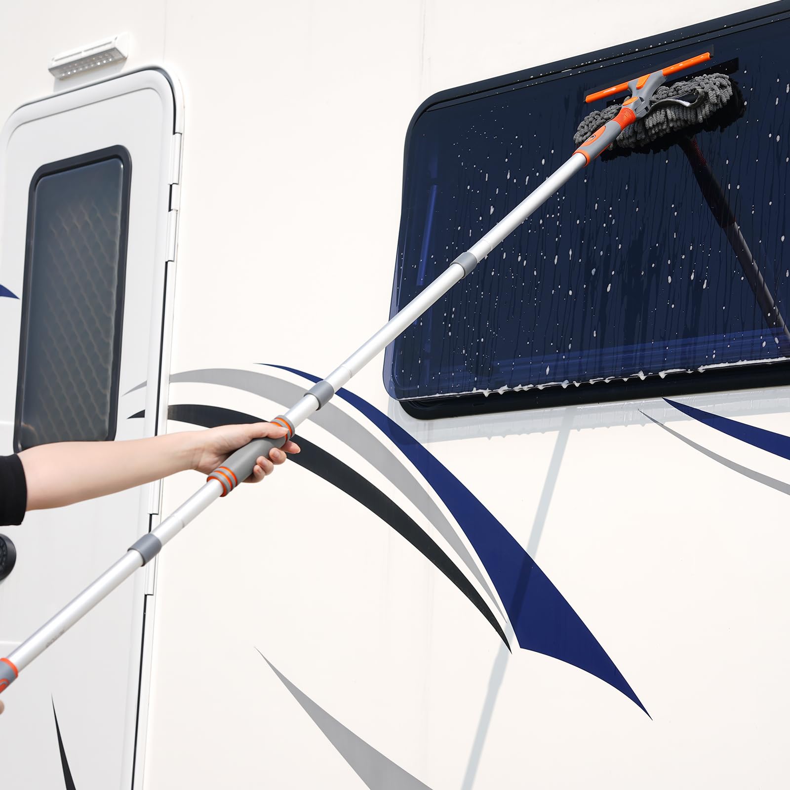 Eazer 89'' Squeegee Window Cleaner 2 in 1 Rotatable Window Cleaning Tool Kit with Extension Pole