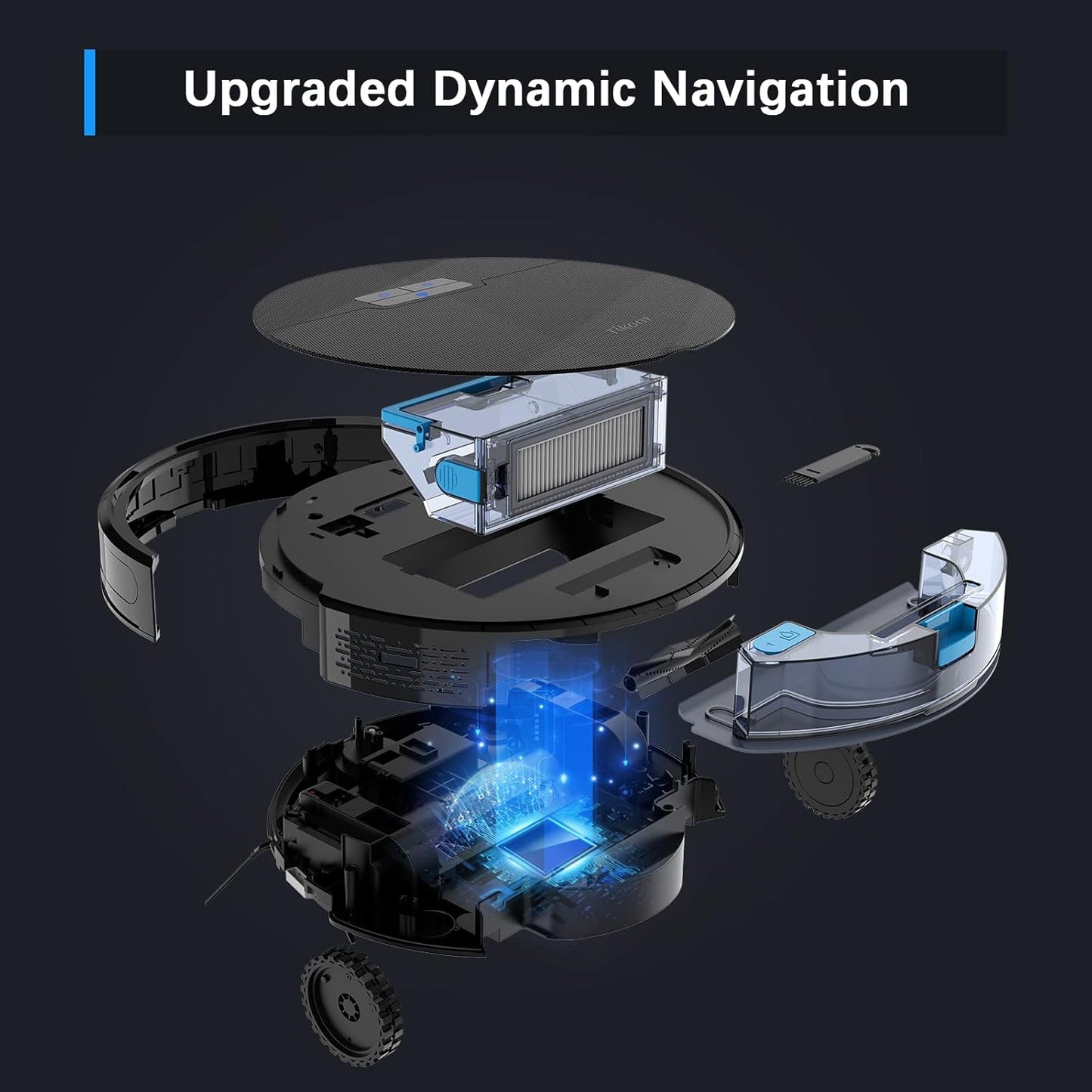 Tikom G8000 Pro Robot Vacuum and Mop Combo, 4500Pa Suction, 150Mins Max, Robotic Vacuum Cleaner with Self-Charging, Quiet, APP&Voice Control, Good for Carpet, Hard Floor, Black