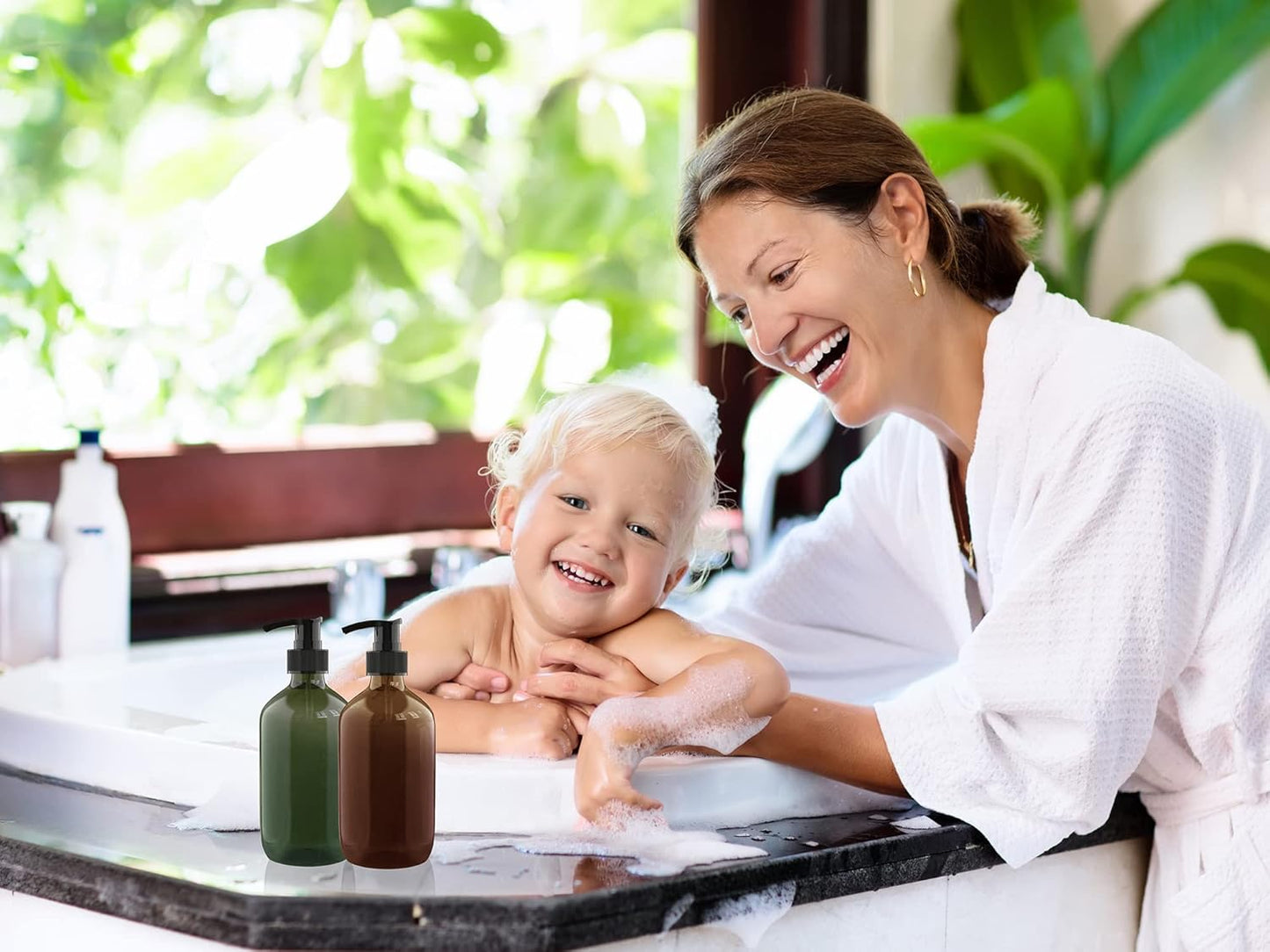 6 PCS 10 OZ Pump Bottle Plastic Pump Lotion Dispenser Empty Bottles Refillable Plastic Containers for Shampoo Lotion Body Wash, Creams, Moisturizer, Massage Oil, Multicolor