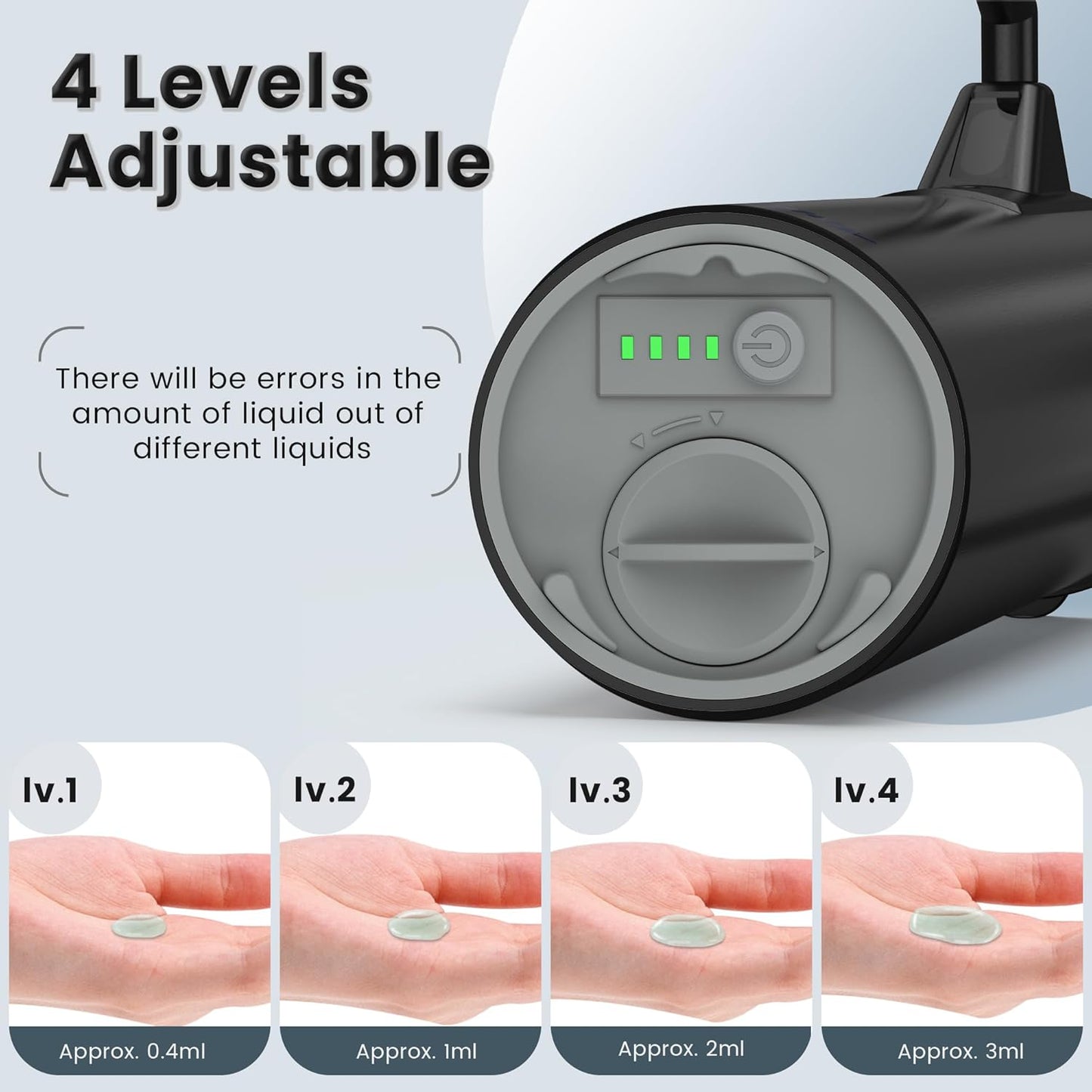 Automatic Soap Dispenser Touchless 11.8oz/350ml Four-Level Adjustable Dispenser Volume，Stainless Steel Material,Battery Powered for Wide Compatibility in Kitchen, Bathroom, Hotel & Office(Black)