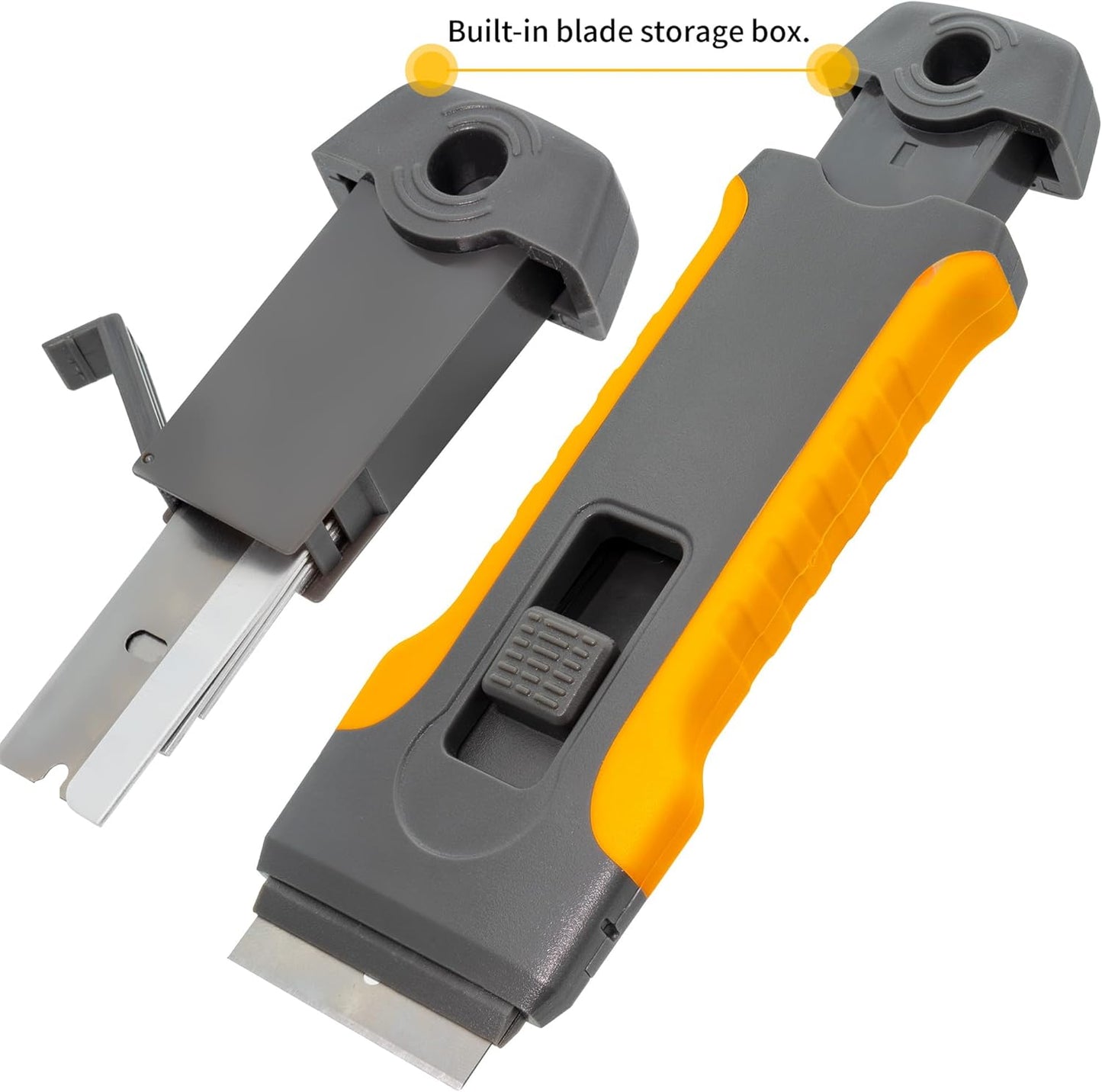 Razor Blade Scraper Tool with 15pcs Extra Blades, Cleaning Razor Scraper for Glass, Glass Top Stove Scraper for Oven Door, Cooktop Scraper, Glass Scraper Cleaning Paint from Glass (Gray)