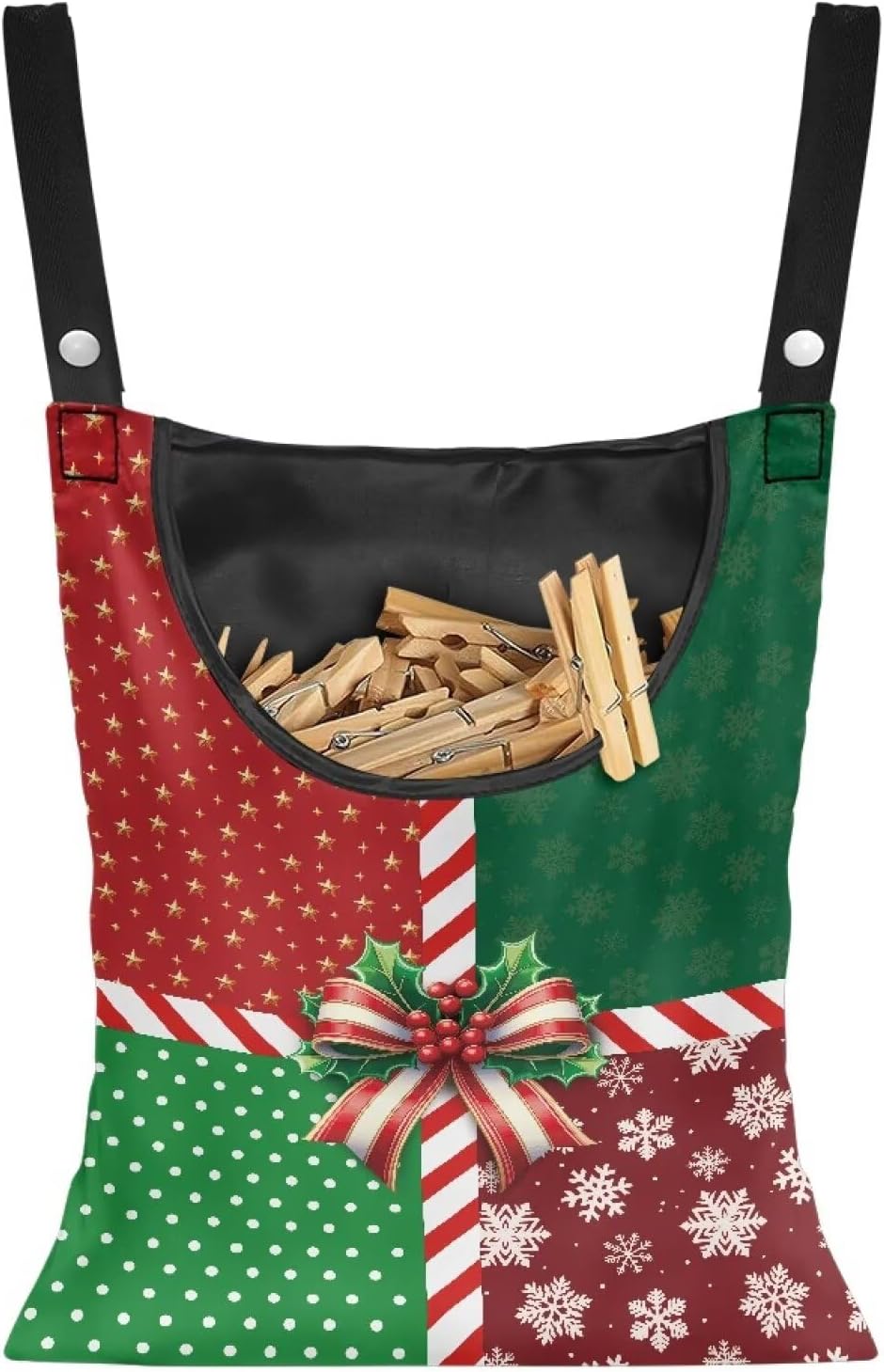 Christmas 2025 Adjustable Clothespin Storage Bag - Hanging Rope Organizer for Indoor/Outdoor Laundry Room & Closet Door