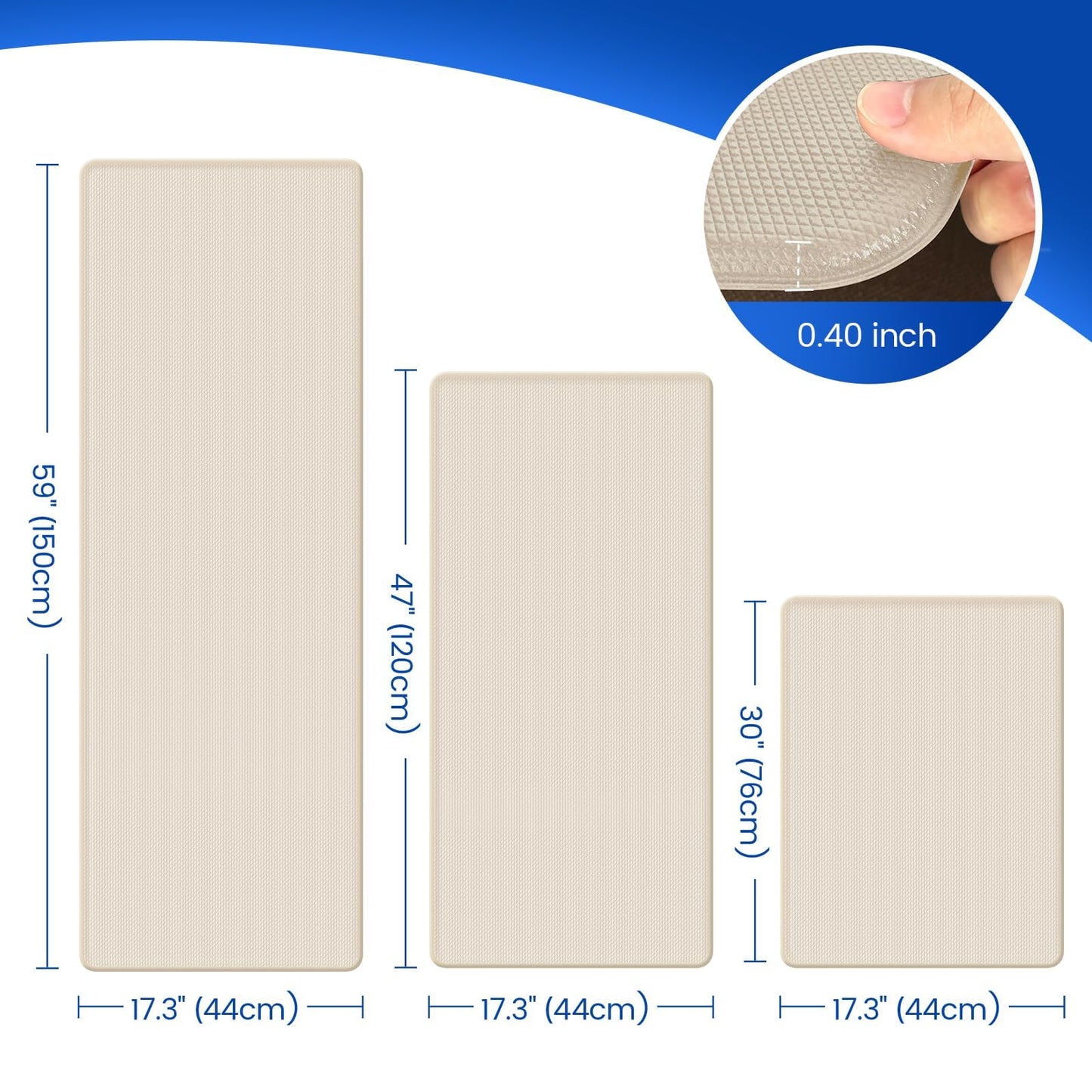 KitchenClouds Kitchen Mats for Floor,3PCS Cushioned Soft Kitchen Rugs